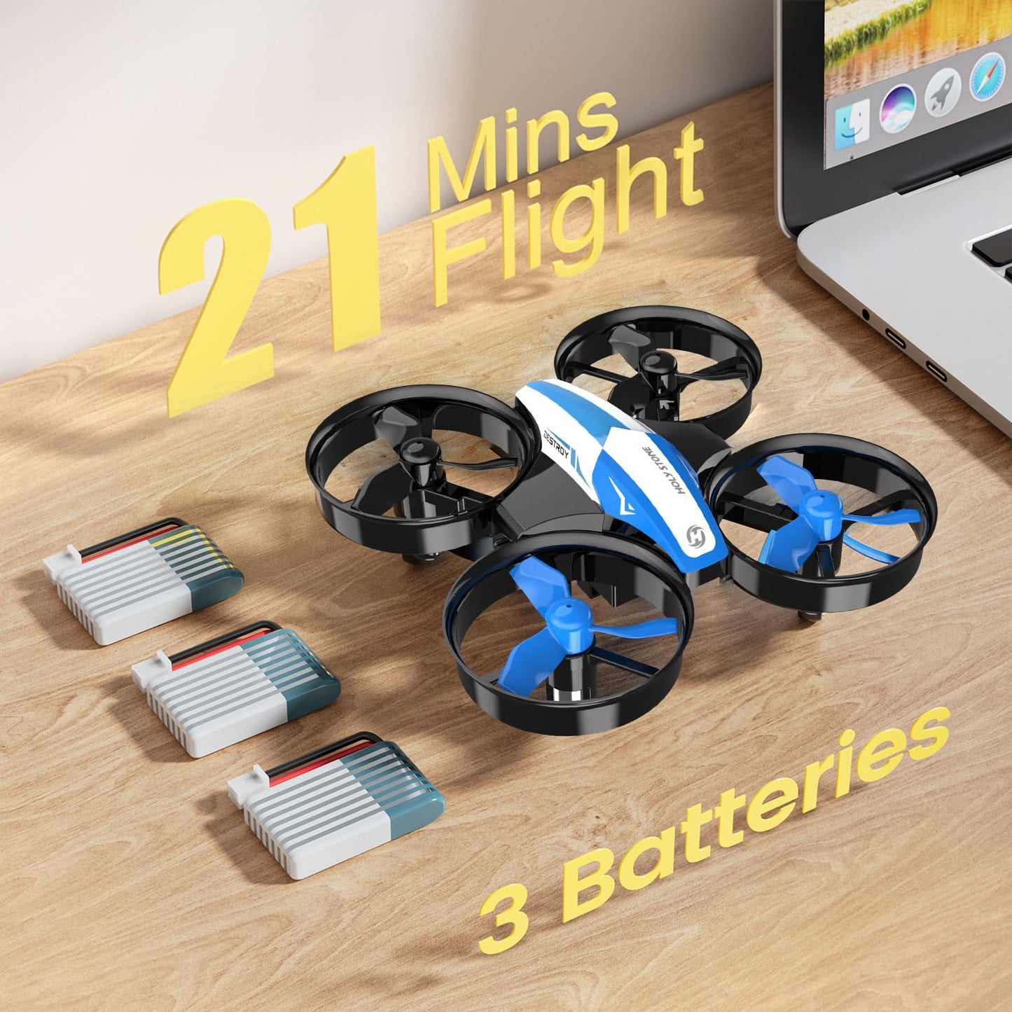 Holy Stone Mini Drone for Kids and Beginners RC Nano Quadcopter Indoor Small Helicopter Plane with Auto Hovering, 3D Flips, Headless Mode and 3 Batteries, Great Gift Toy for Boys and Girls, HS210 Blue