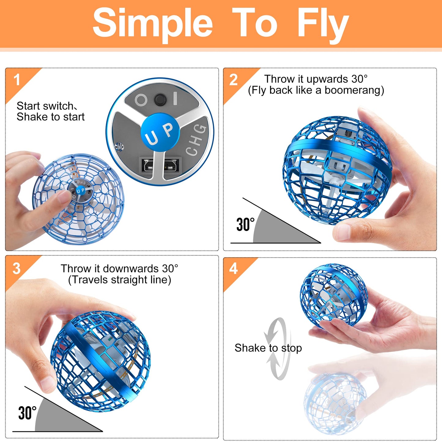 Easter Basket Essentials for Kids, Flying Orb Ball for Teens 6-12+ Years Old, Upgrade Motion Sensor Hover Boomerang Ball, Lighting Flying Magic Spinner, Cool Drone Toys for Girls Boys Teens Adults