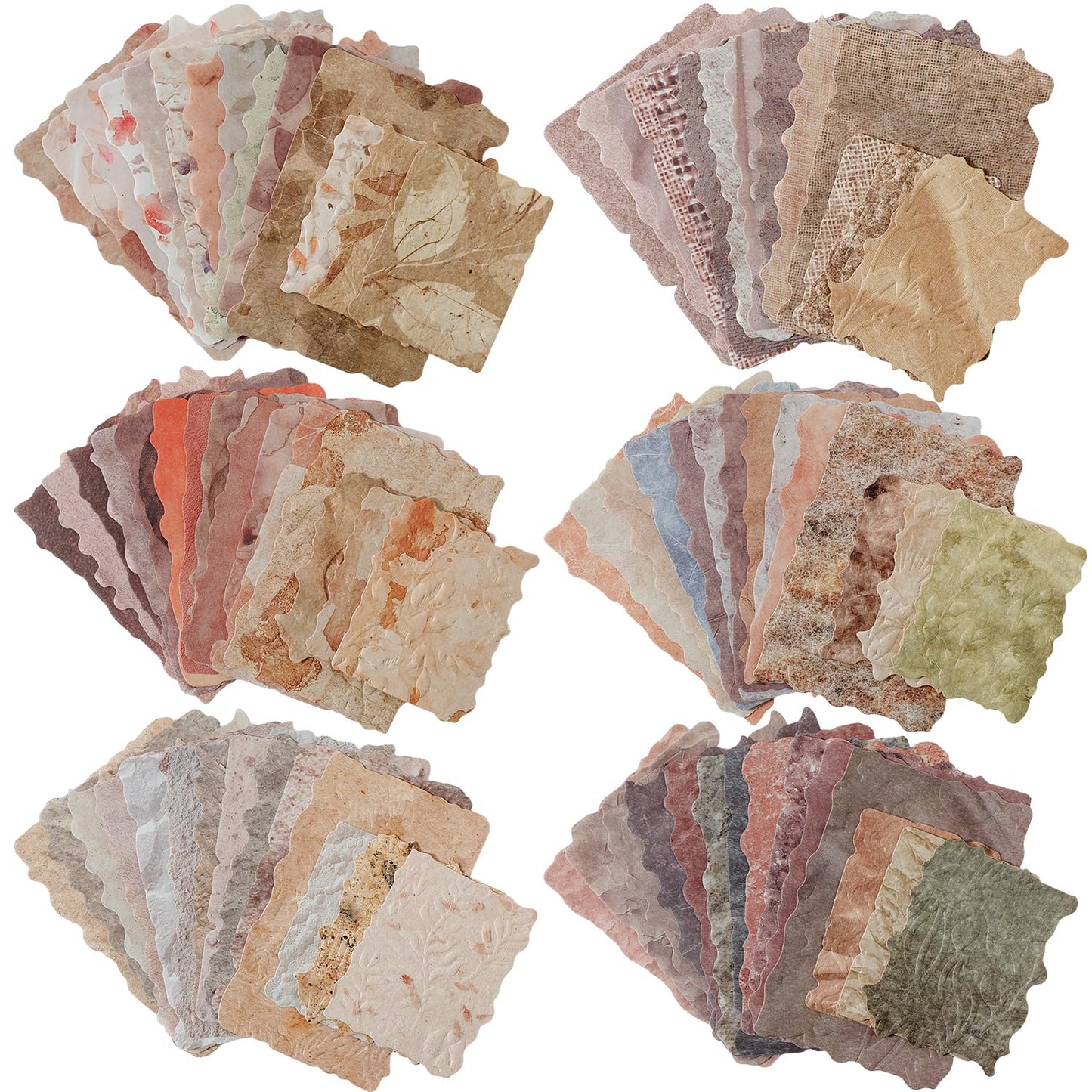 168 Pcs Textured Scrapbook Paper Assorted Set, 6 Pack Embossed Scrapbook Supplies Kit Mixed Special Printed Rice Paper for Scrapbooking Planner Bullet Junk Journal Decoupage Supply Mixed Media Collage