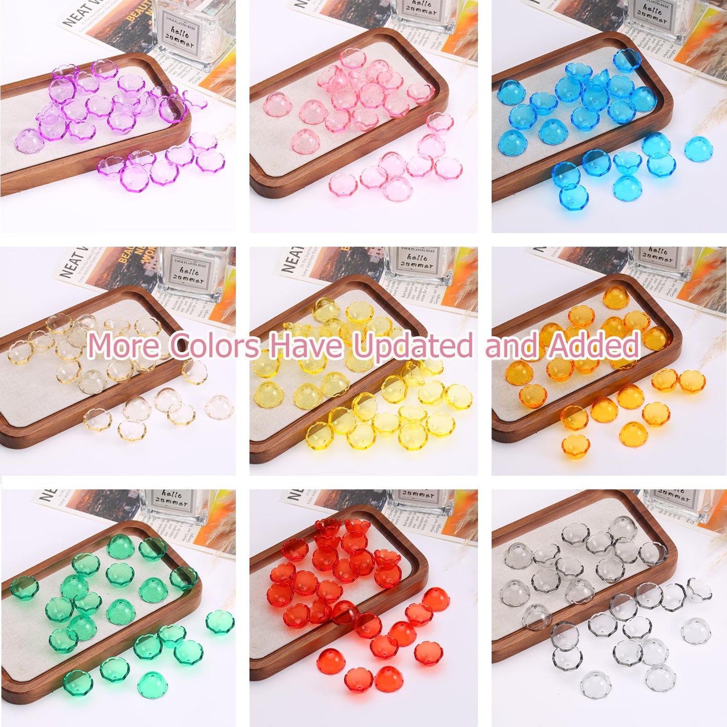 50Pcs Acrylic Clear Flower Bead Caps for Jewelry Making, Transparent Bell Charms, Semi-Round Floral Beads Bulk with Wavy Edge, Jellyfish Beads for Wind Chimes DIY Craft Key Chains-13 * 22mm