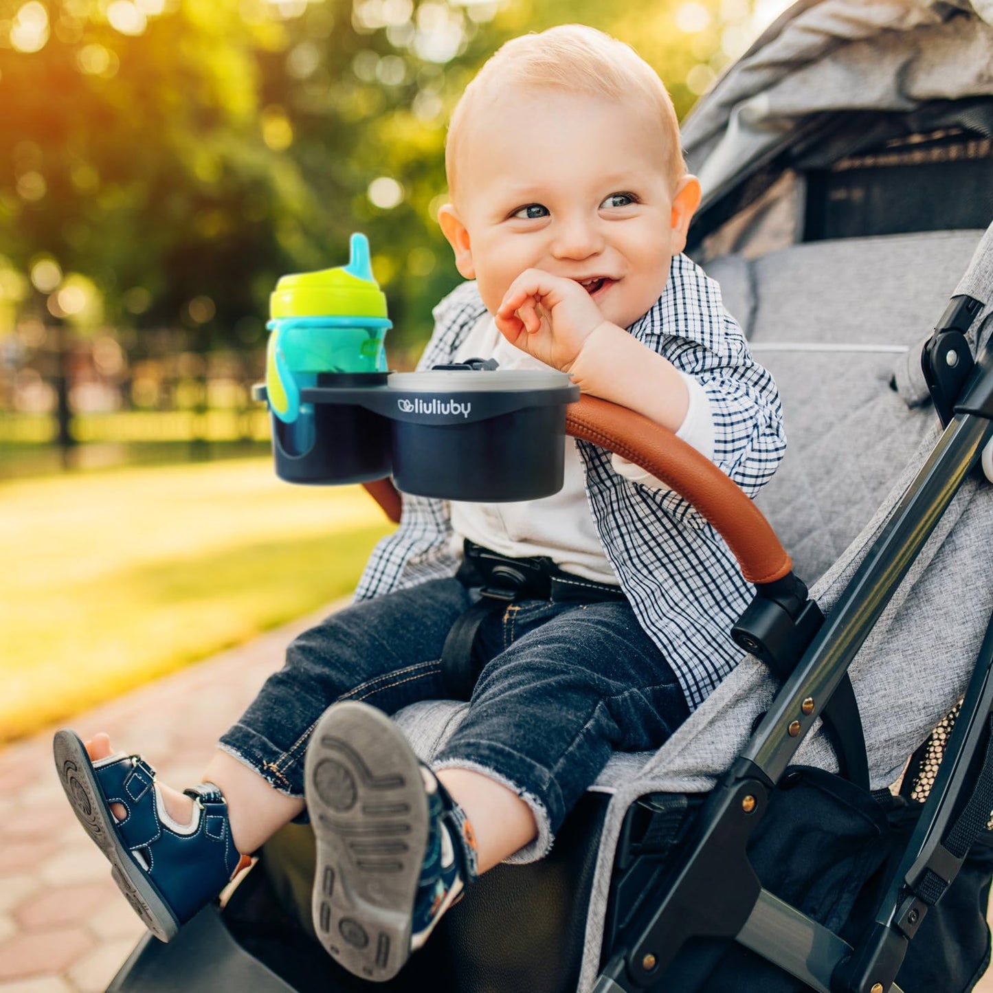 liuliuby Universal Stroller Snack Tray Attachment | Stroller Cup Holder Attachment Universal Snack Tray for Stroller Tray Attachment | Clip On Baby Stroller Accessories for Joggers, Umbrella & Wagons