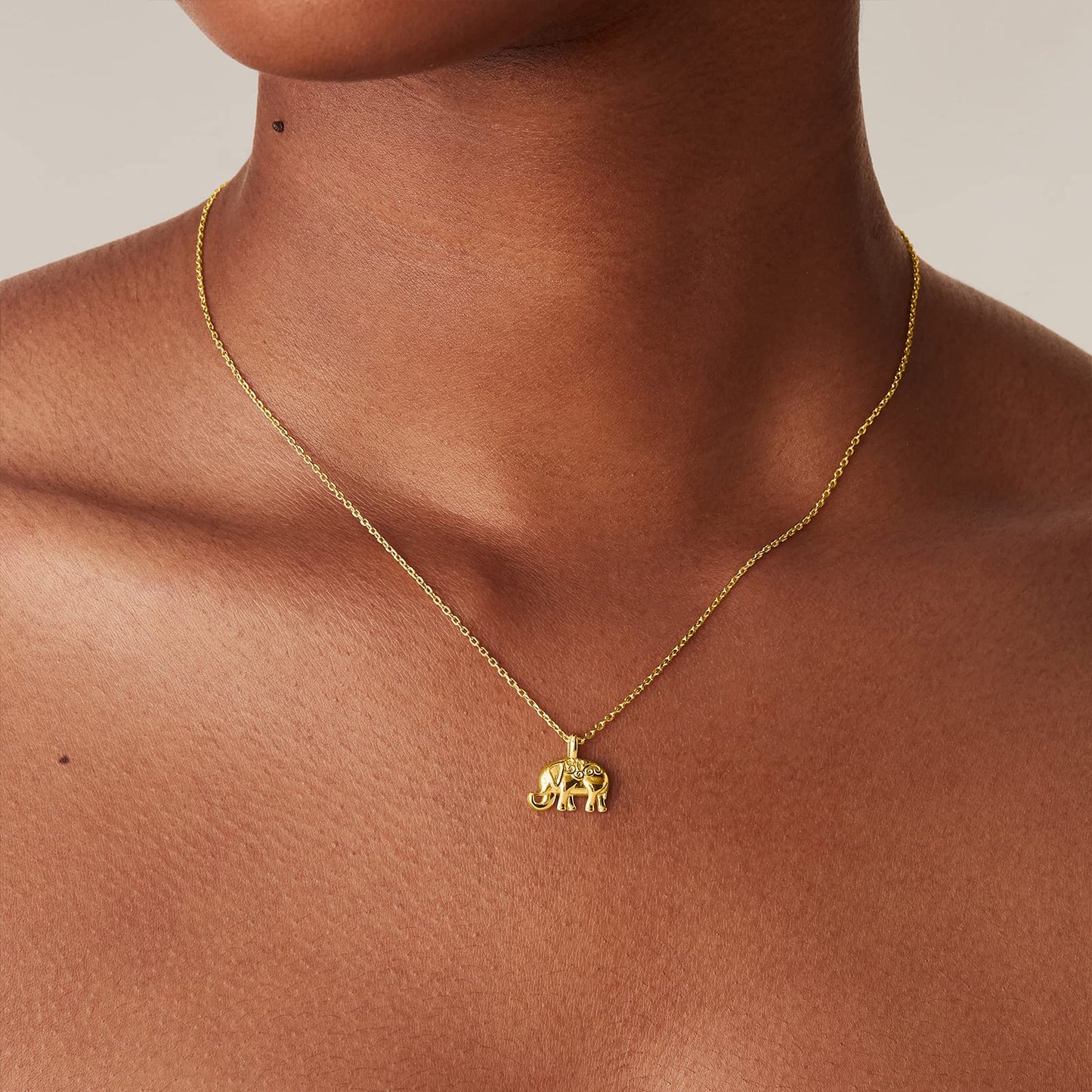 PAVOI 14K Yellow Gold Plated Elephant Pendant Necklace | Friendship Cute Necklaces for Women | Elephant Necklaces