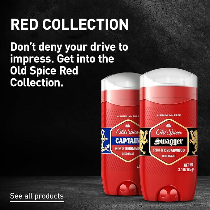 Old Spice Aluminum Free Deodorant for Men, 24/7 Odor Protection, 24/7 Freshness & Lasting Scent, Captain with Bergamot Scent, 3.0 oz (Pack of 3)