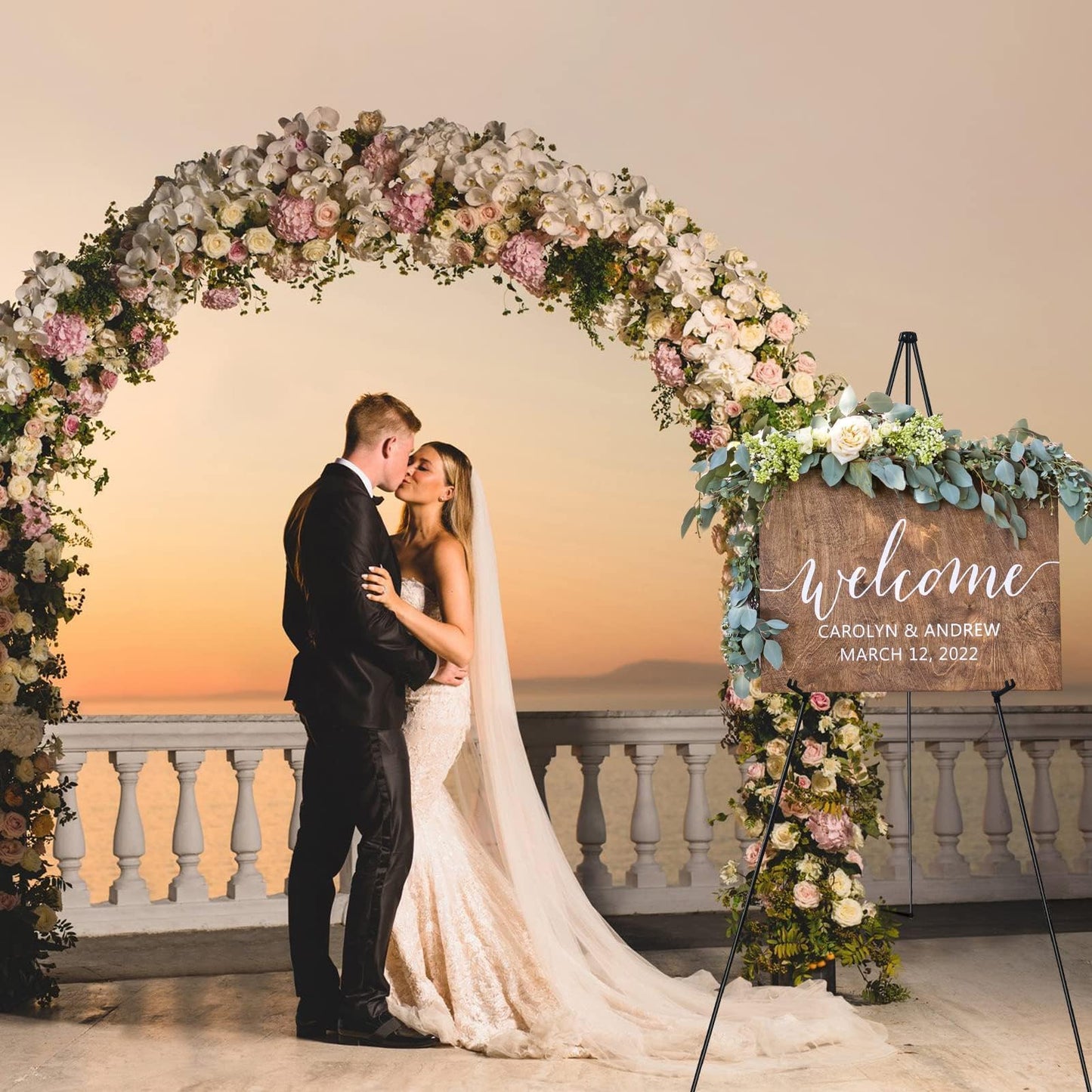 RRFTOK Easel Stand for Sign,63'' Instant Lightweight Portable Ground Easel for Wedding Sign and Poster Display Stand, Metal Tripod with Portable Bag,1-Pack.