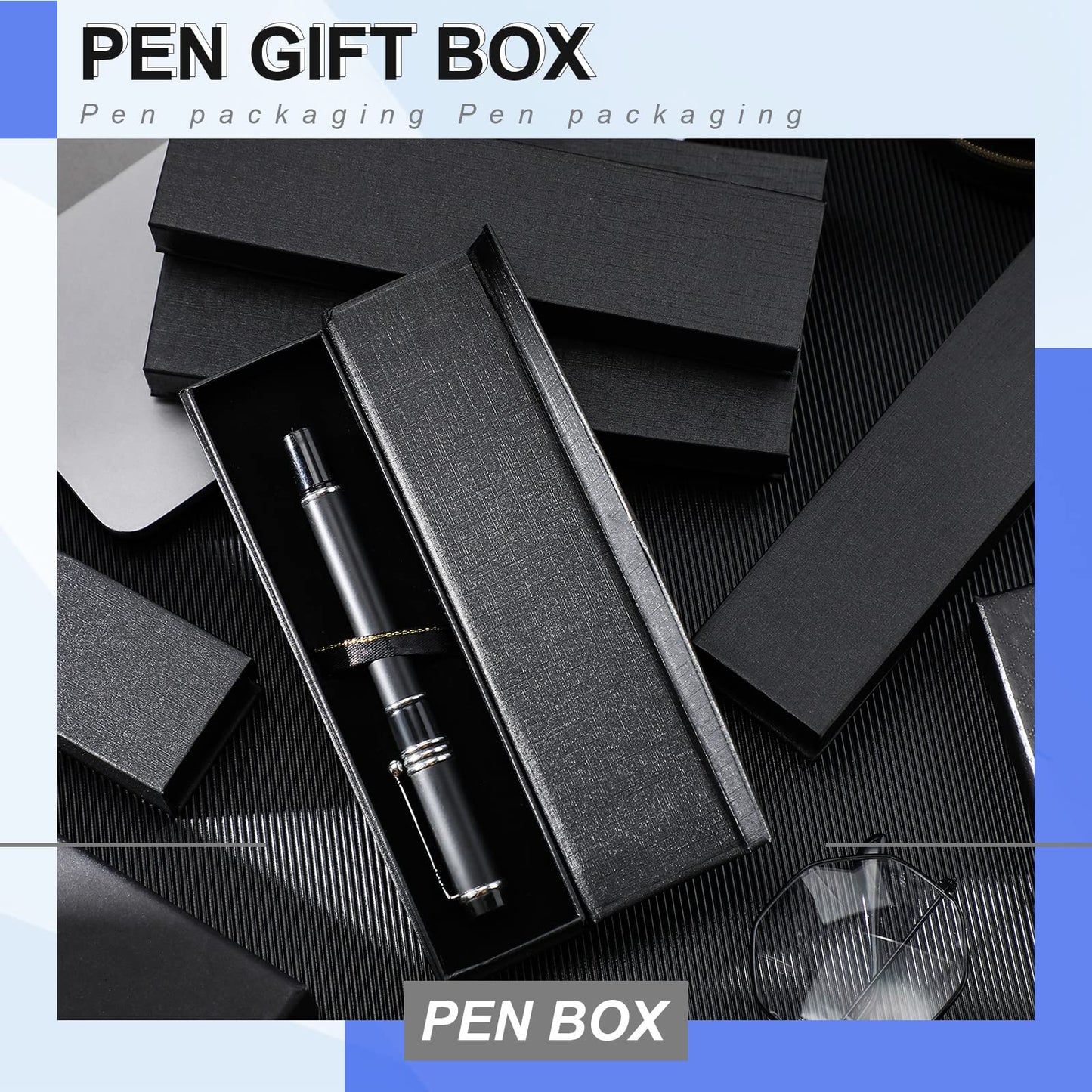 Gersoniel 18 Pcs Pen Boxes Gift Empty Black Pen Case with Cushion Cardboard Box Display Case for Jewelry Gift Birthday Souvenir Presentation Business Christmas Office Supplies