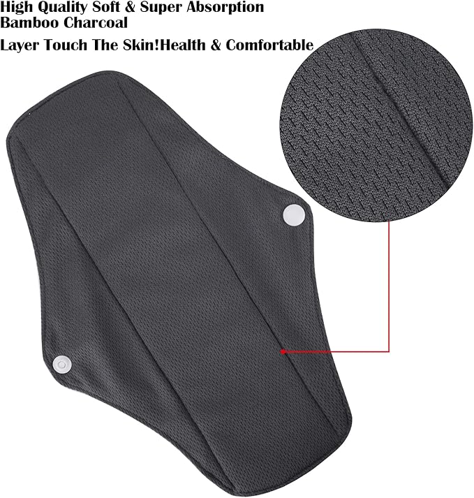 Reusable Menstrual Pads, Breathable Mesh Surface Cloth Pads for Heavy Flow with Wet Bag, Large Sanitary Pads Set with Wings for Women, Washable Overnight Cloth Panty Liners Period Pads