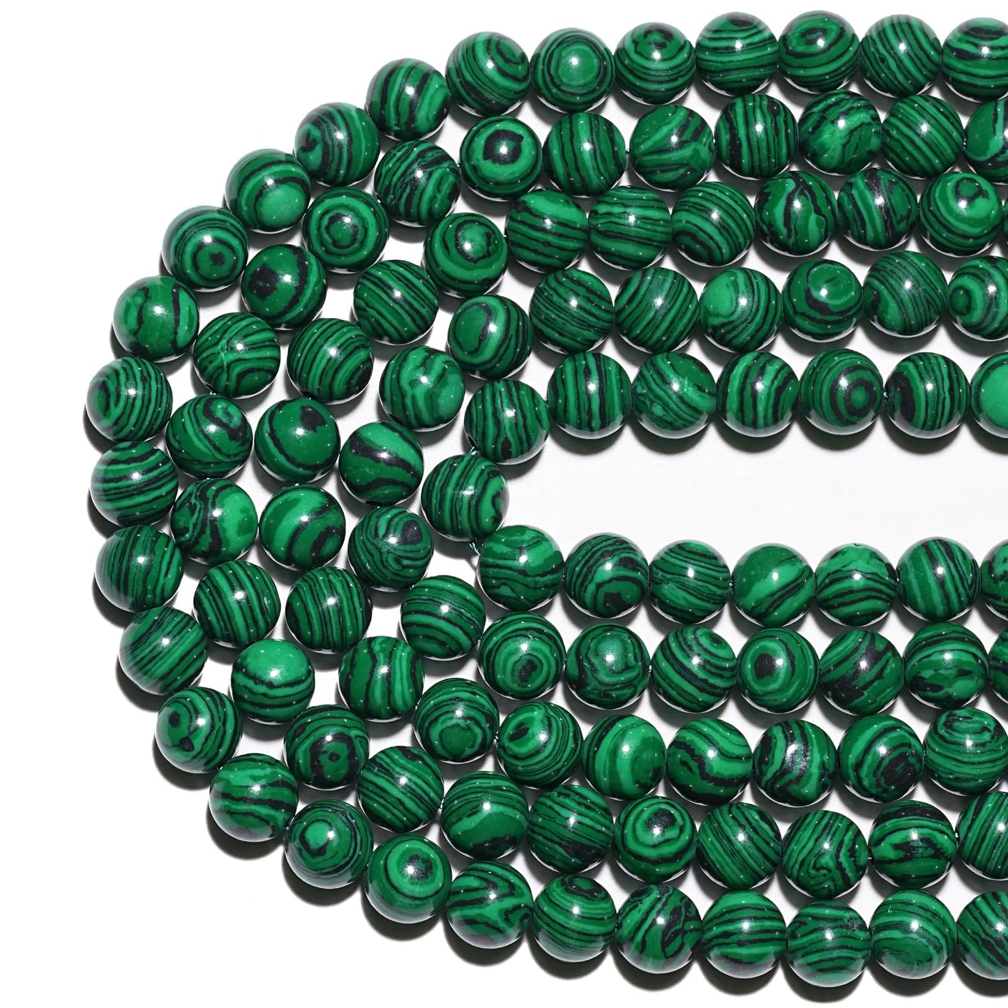 8mm Natural Green Malachite Gemstone Beads Polished Round Smooth Stone Beads for Bracelets Jewelry Making 15inch Loose Beads