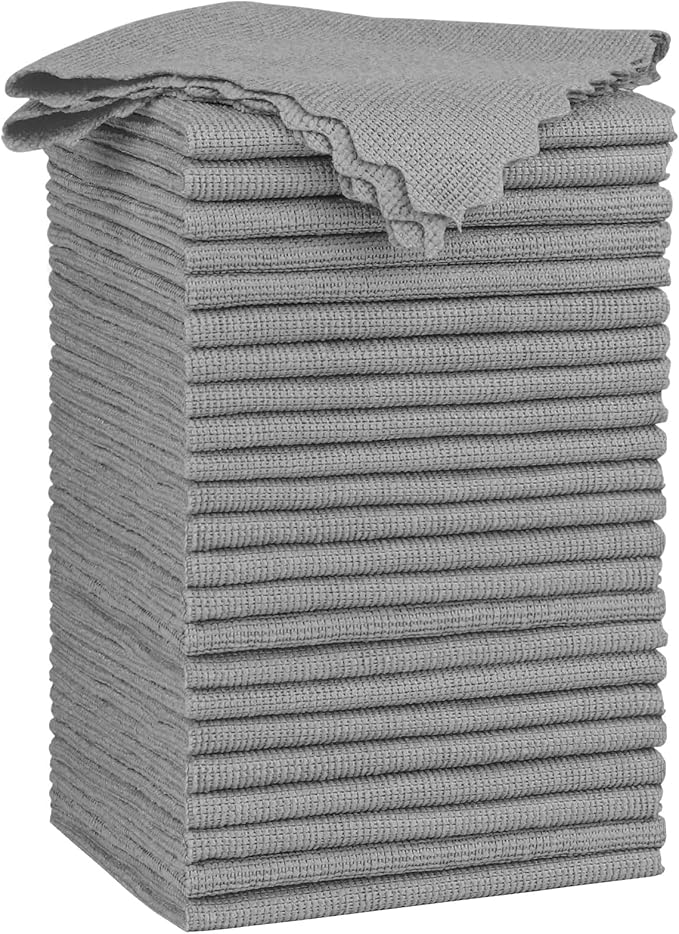Orighty Cleaning Cloths 12x12 inch, Pack of 24, Highly Absorbent Microfiber Cleaning Supplies, Lint Free Cloths for Multiple-use, Powerful Cleaning Rags for House, Kitchen, Car Care (Grey)