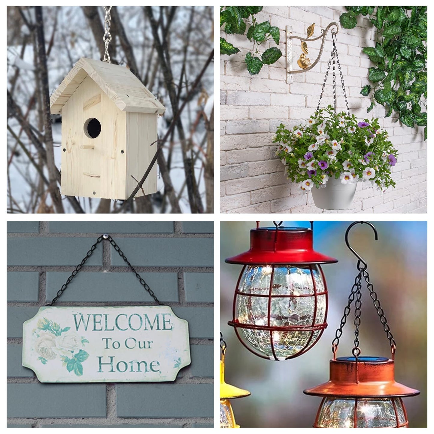 Hanging Basket Chain, Chain for Hanging Plants, 4 Pcs 9.5 Inch Hanging Chain, Hanging Plant Chain, Black Chain for Hanging Bird Feeders Planters Lanterns Baskets Billboards Wind Chimes Ornaments