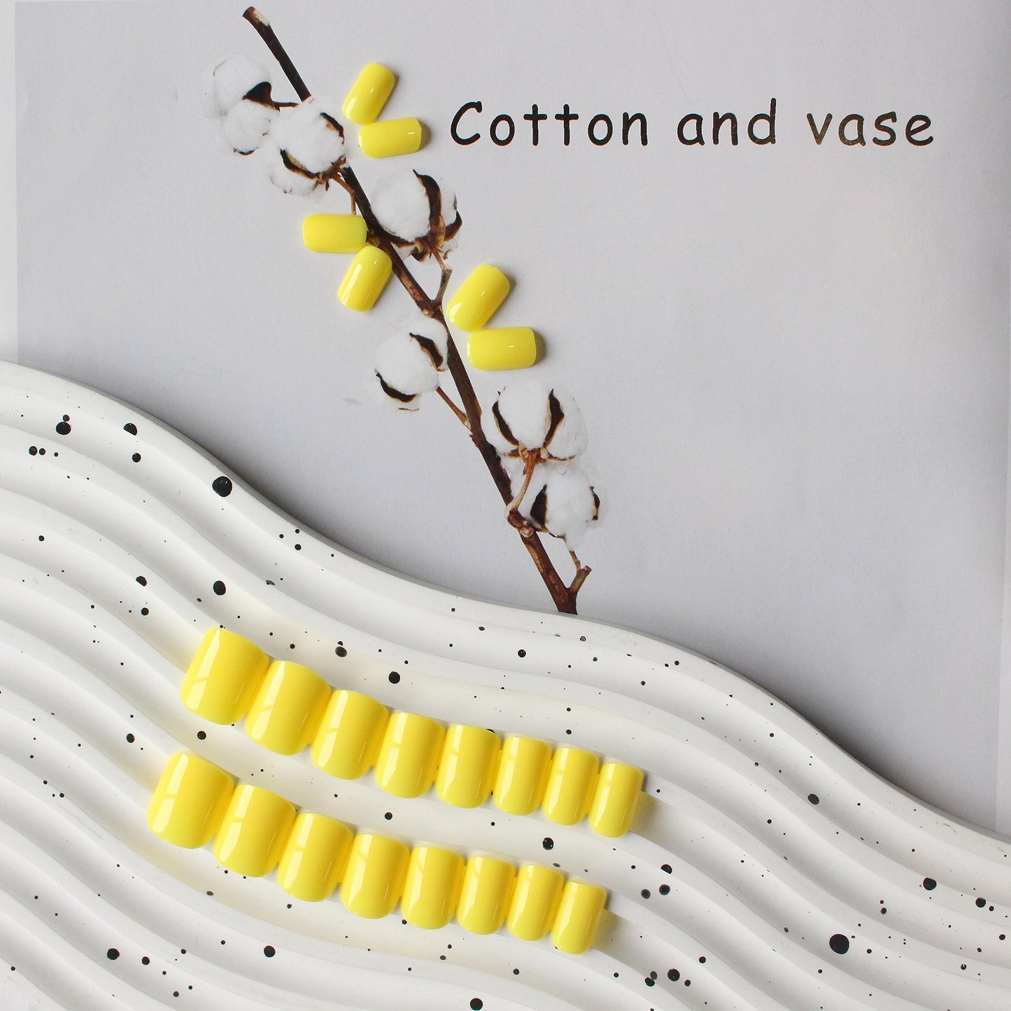Yellow Press On Nails Short Square, KXAMELIE Natural Gel Nails Glue on Acrylic Nails Press ons Featured Protective Coat Thick Reusable Fake Nails Solid Color 24 Short Coffin Artificial Nails