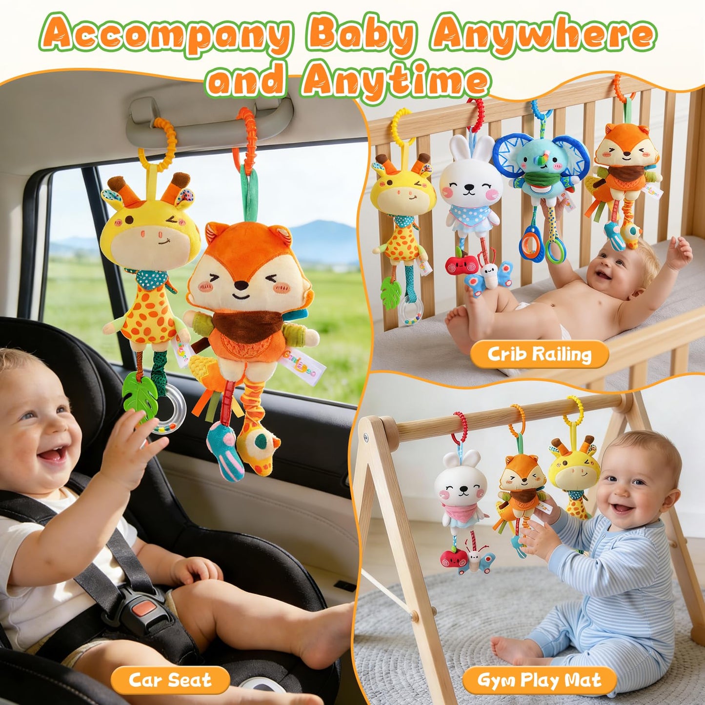 YELUFT Baby Toys for 0 3 6 9 12 Months, Baby Hanging Toys, Car Seat Stroller Crib Gym Baby Rattle Toys with Teether for Newborn Infants Toddlers Baby Boys Girls Gifts
