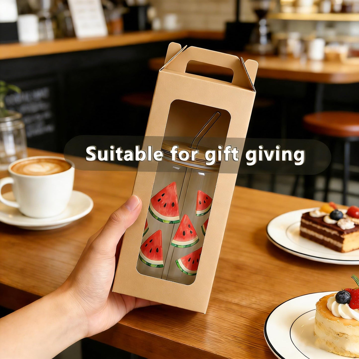 25Pcs Tumbler Gift boxes for glass cup with Handle for 16oz 18oz 20oz Sublimation Glass, Cup boxes for packaging 16oz,Drinking Cup Glasses Mug Can Blanks Tumbler Boxes with window for gifts(Brown)