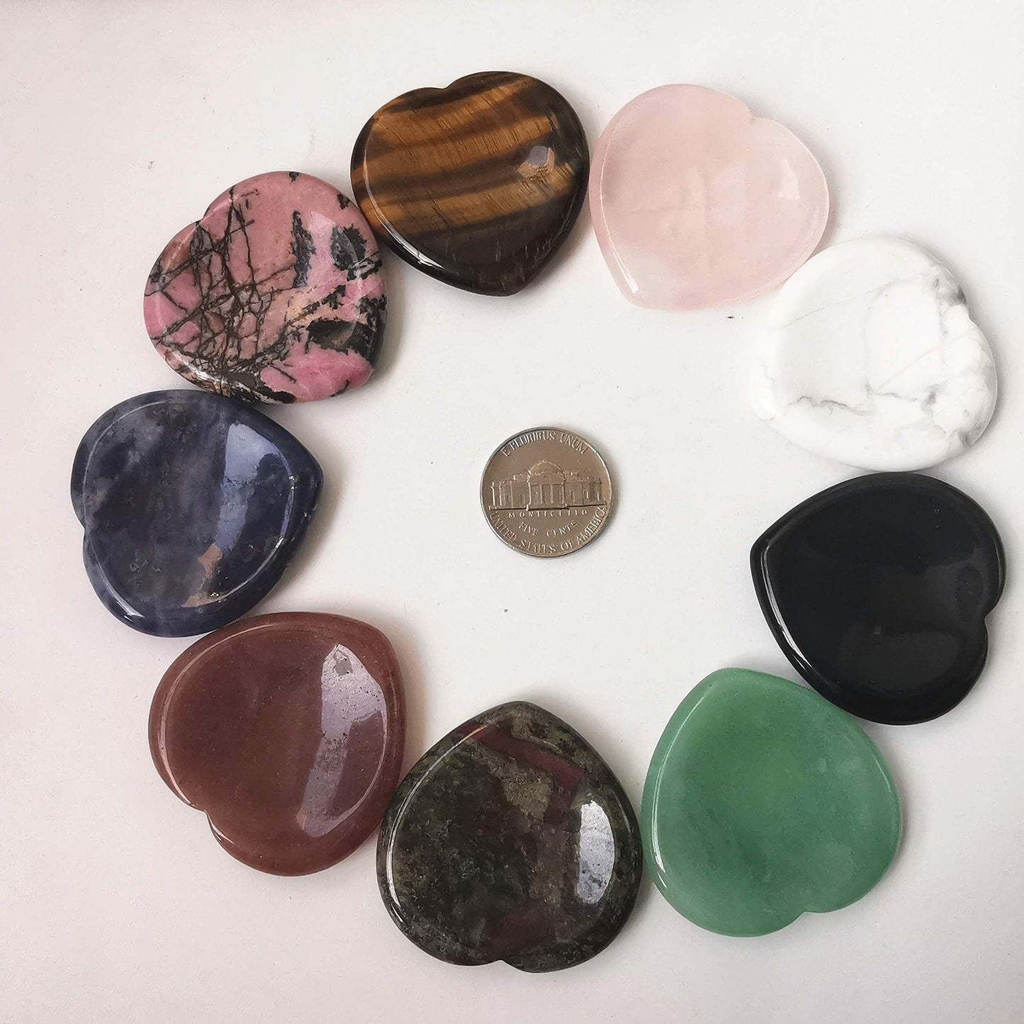 Bacatgem Natural Rhodonite Heart Chakra Thumb Worry Stone,Hand Carved Healing Crystal Shaped Stone for Anxiety Stress Relief Meditation
