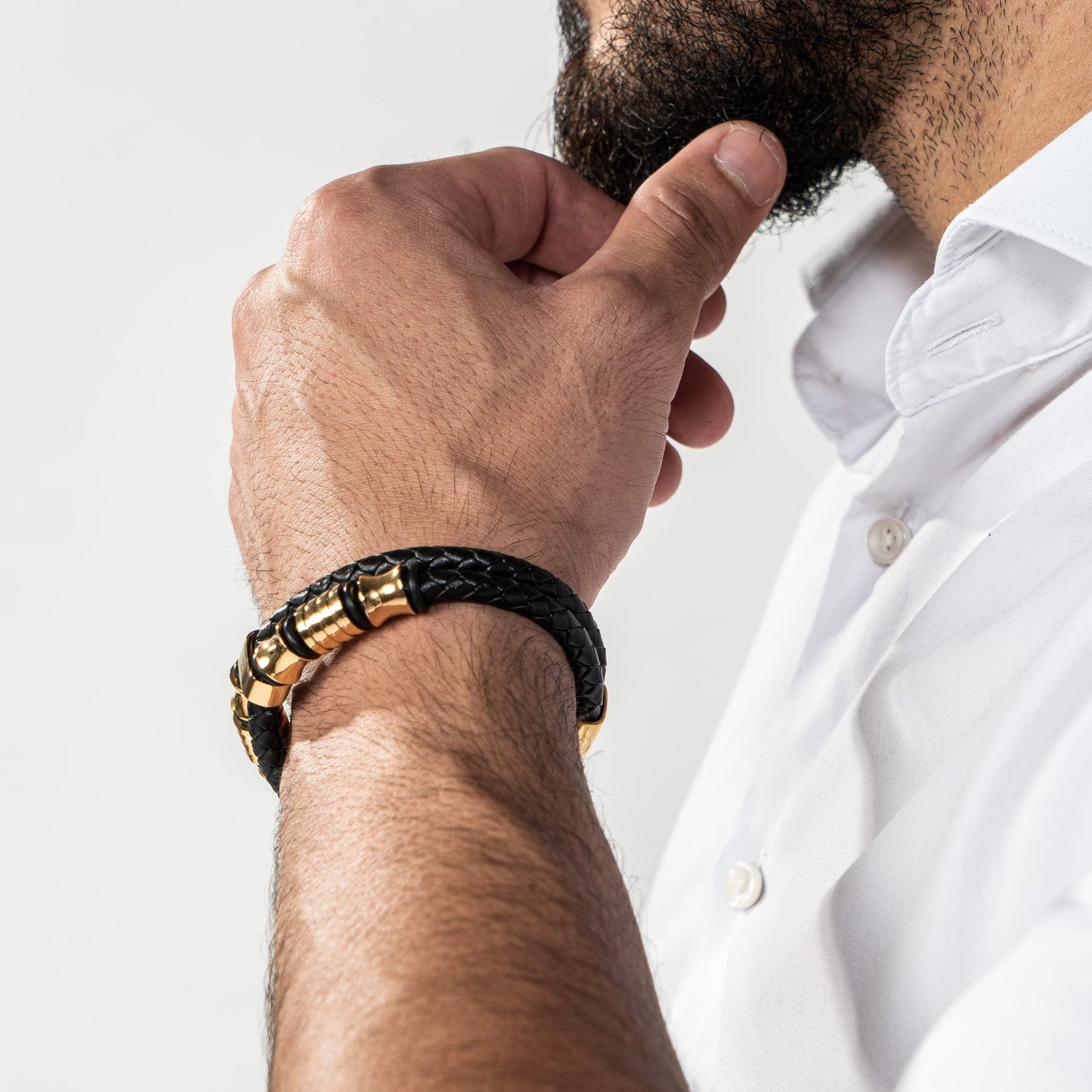 SERASAR Gold Bracelets for Men 17cm Bracelet Gift Box Genuine Leather Cowhide Braided Adjust Able Magnetic Clasp Multi Layer Wrap Rope Man Mans Male Band Jewelry Magnet Accessories