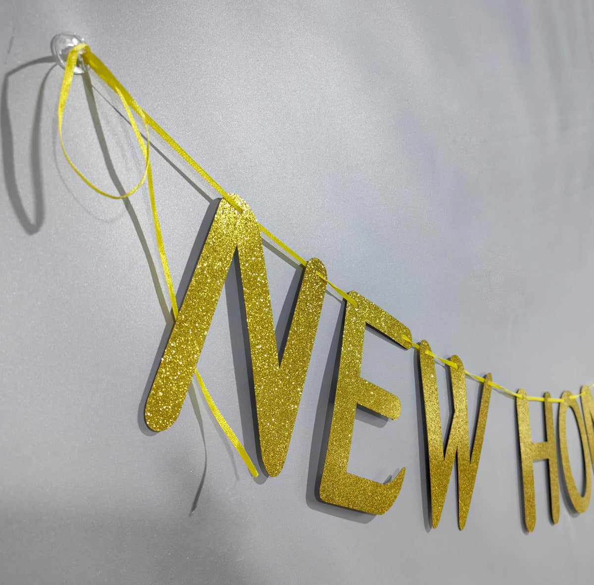New Home Who Dis Banner,with adhesive hooks,New Home,Welcome Home,Funny Housewarming Party Decorations Spupplies,Gold Glitter Decor(Pre-Strung)