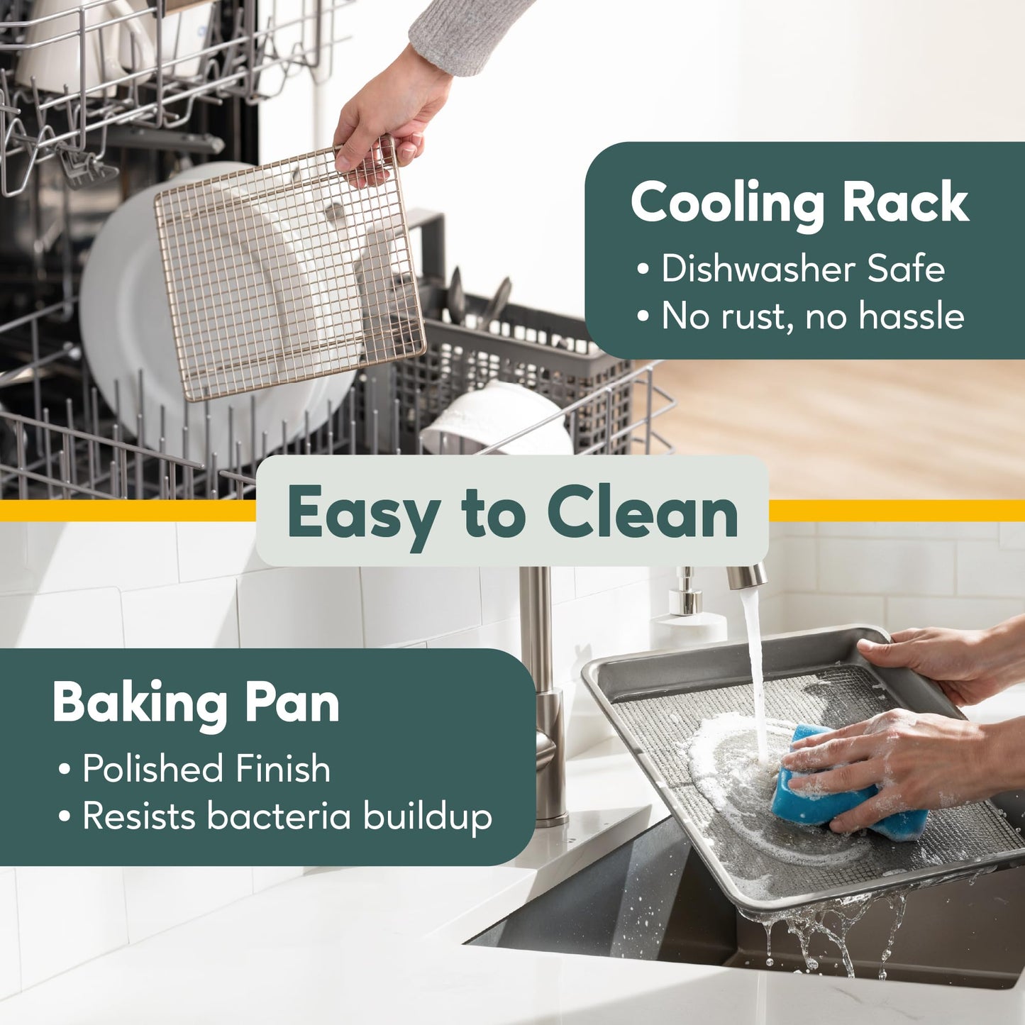 Ultra Cuisine Quarter Sheet Pan with Wire Rack Set - Includes Premium Aluminum Baking Sheet with 100% Stainless Steel Baking Rack, Cookie Cooling Racks with 1/4 Pan Commercial Quality