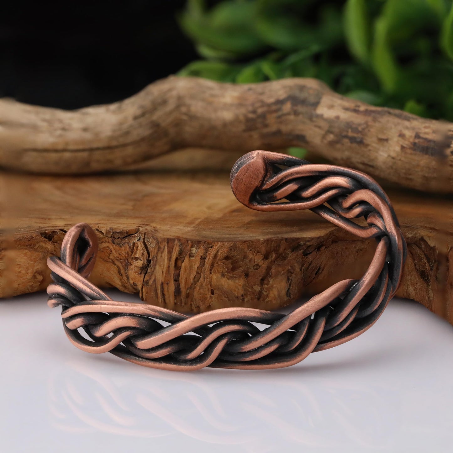 Handmade Elegant Copper Bracelet for Women and Men-Pure Copper Bracelet for Pain Relief and Stress Relief-Adjustable, Thickest, Twisted Copper Wire Bracelet to Fit many Size Wrist(folded) (intricate)