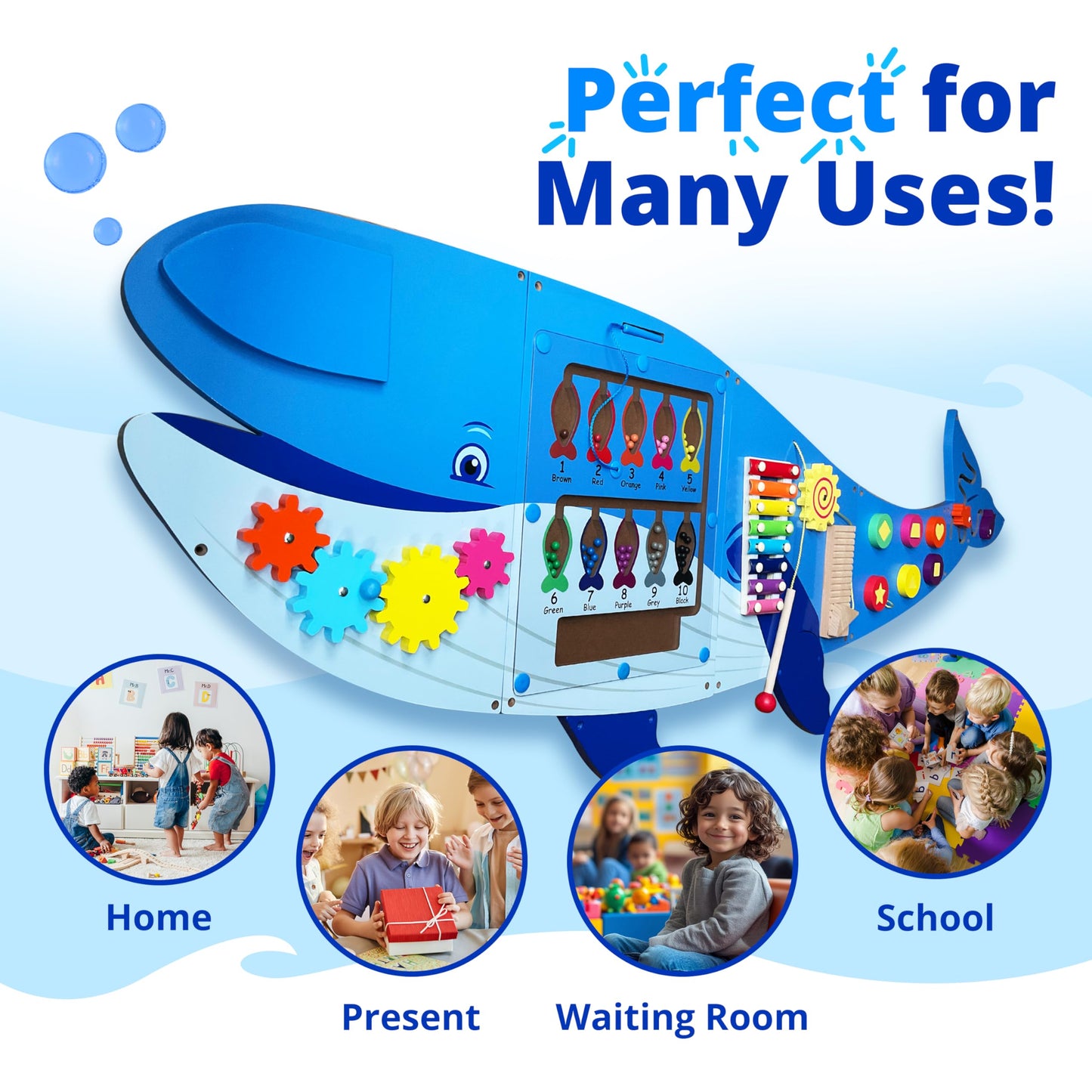 Molcey Sensory Wall Panel for Kids, Includes Removable Theme Stickers, Large Busy Board Wall Mounted Activity Board for Toddlers 1-3, Montessori Wall Toys Interactive Play Panel for Babies Ages 3-5