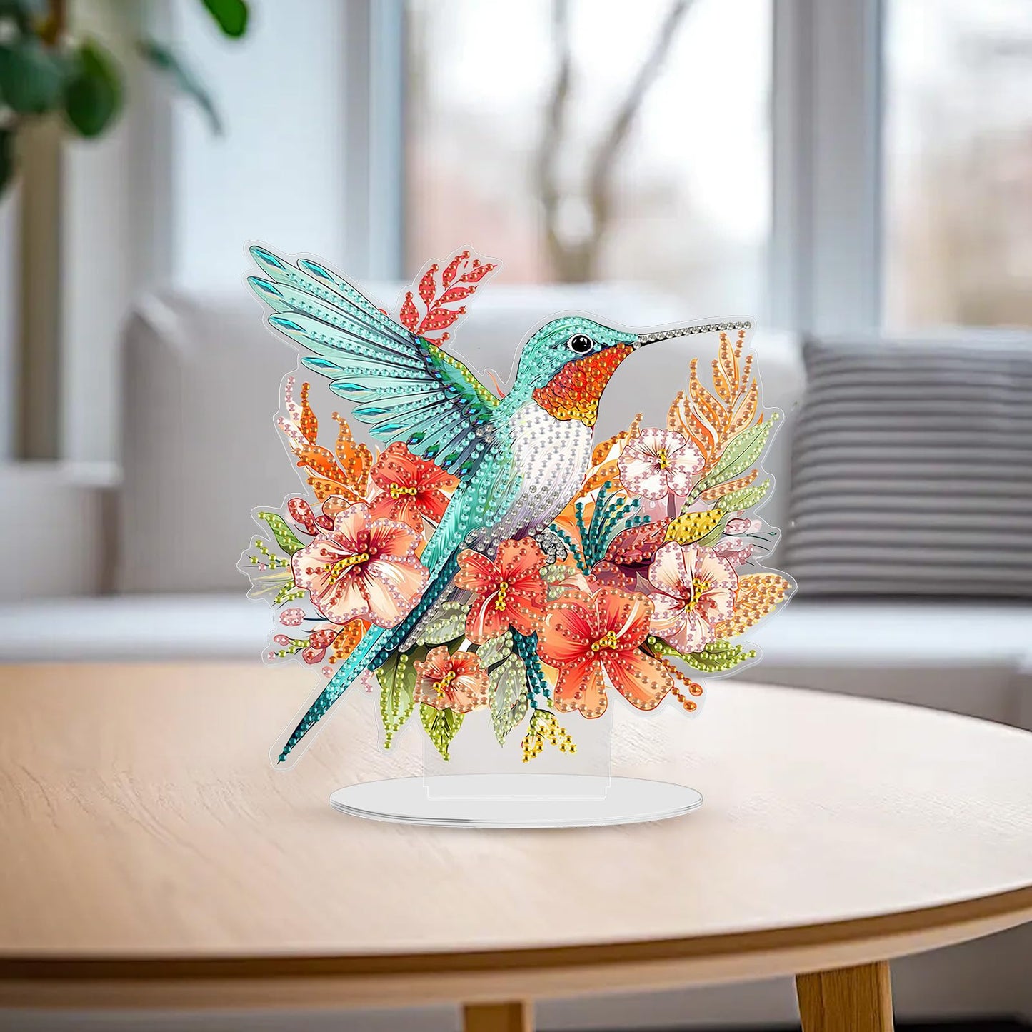 GHHKUD Hummingbirds Diamond Painting Desktop Ornament for Adults Double Sided, Stand Up Diamond Art Ornaments Birds, DIY Special Diamond Gem Craft Tabletop Placement Board Kit for Home Decor