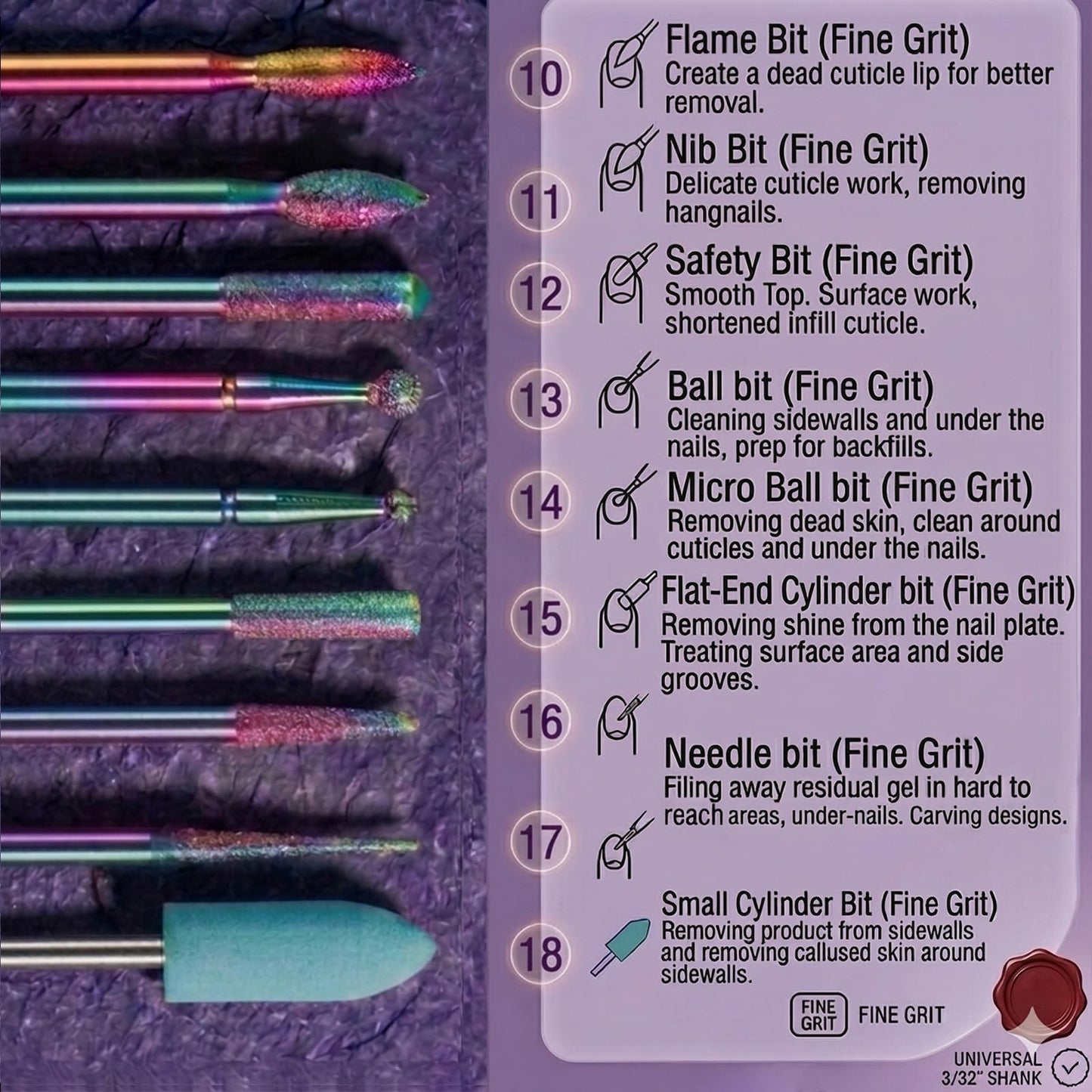 30Pcs Nail Drill Bits Set: 3/32 Inch Carbide Cuticle Ceramic Nail Bits for Nail Drill for Acrylic Gel Nail Manicure Pedicure Remover Tools for Home Salon