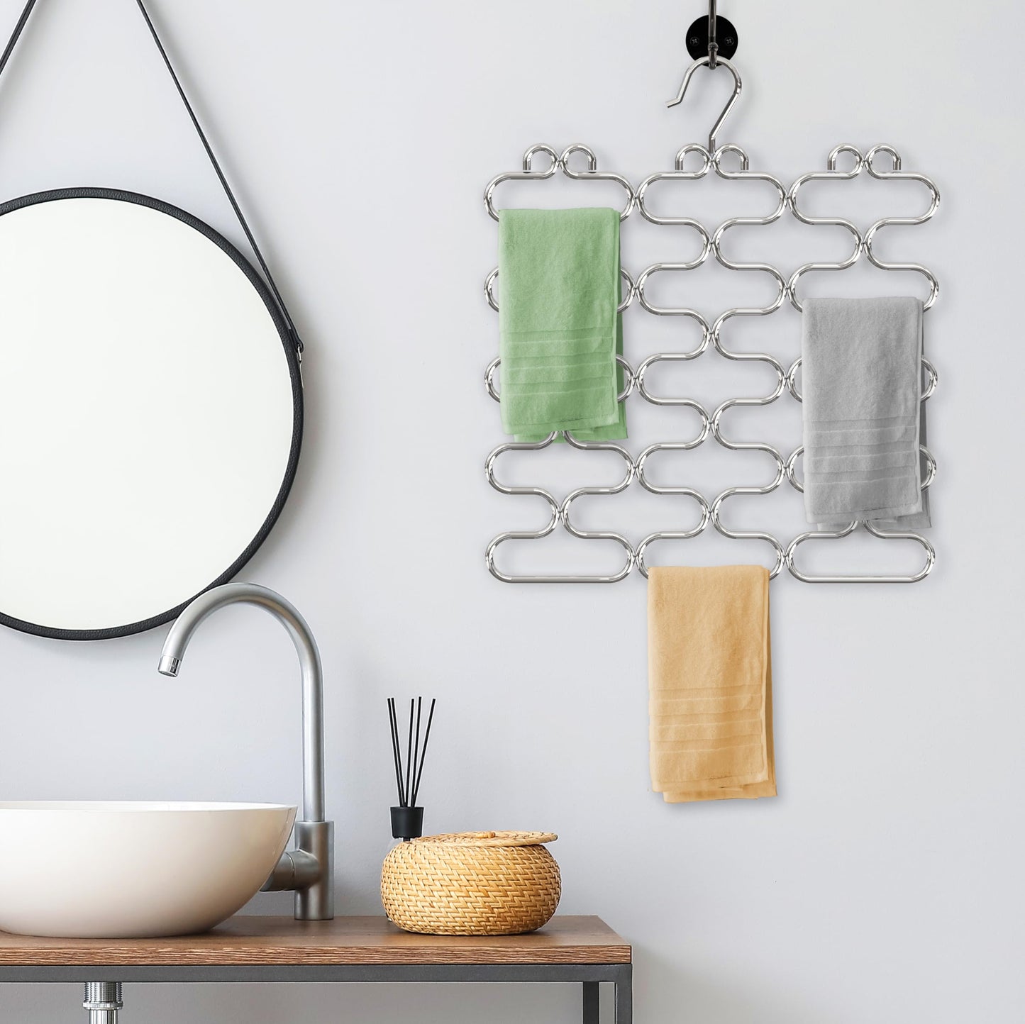 Deco Brothers Scarf Hanger for Closet, 23 Loop, Chrome