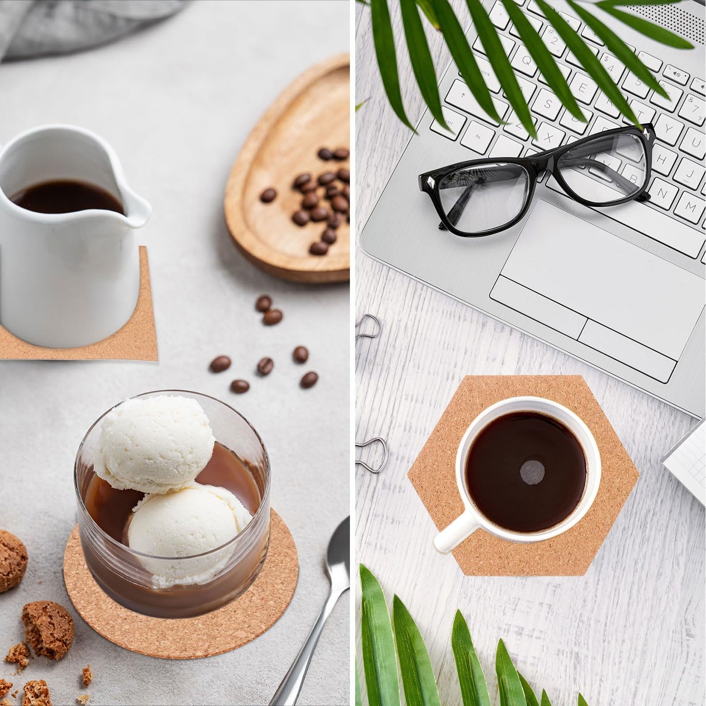 uxcell 60pcs Cork Coasters for Drink, 3.75 Inch Round Drink Coaster Heat Resistant Bar Coasters for Wine Glasses Cups Mugs Home Tabletop Decoration