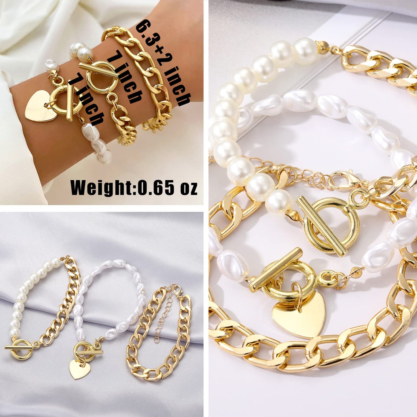 IFKM 6 PACK (22 PCS) Gold Chain Bracelets Set for Women, 14K Gold Plated Multiple Layered Stackable Open Cuff Wrap Bangle Bracelet Adjustable Link Italian Cuban Jewelry for Women Gift