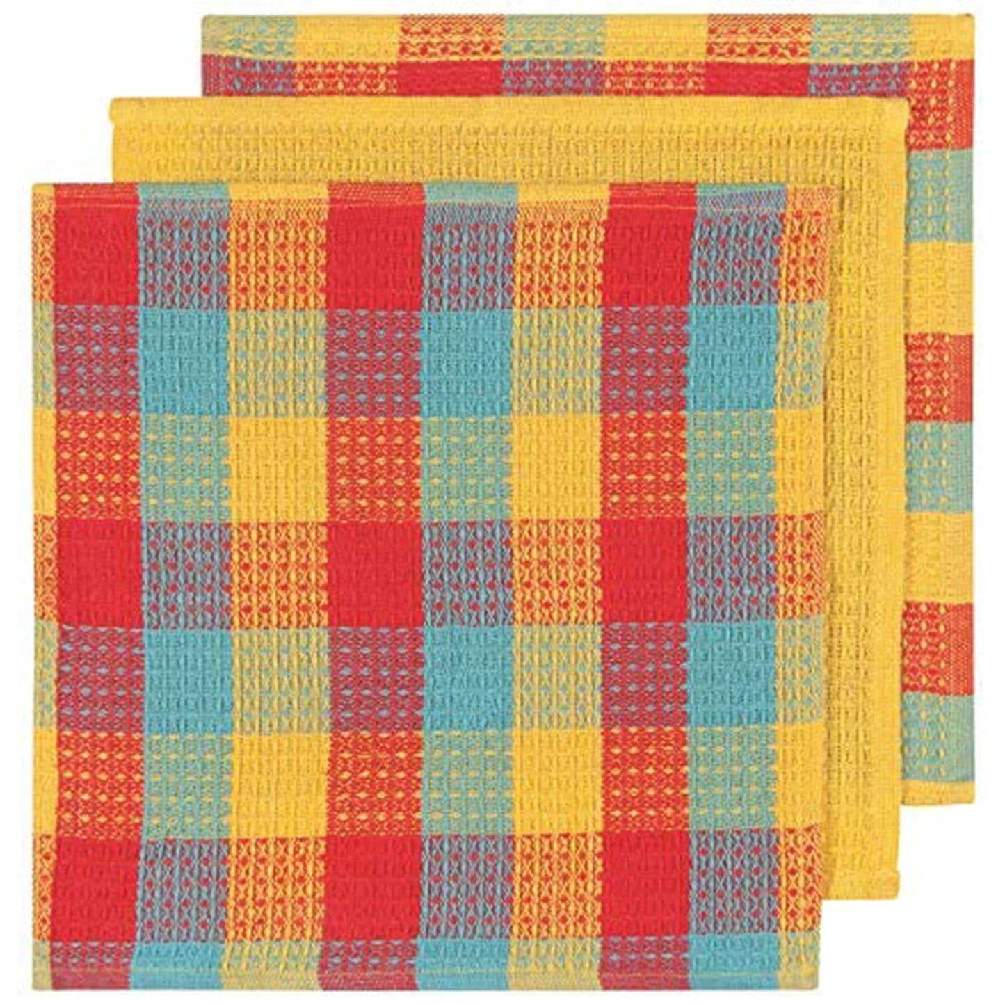 Now Designs Check Dishcloth Set, Cotton, Lemon