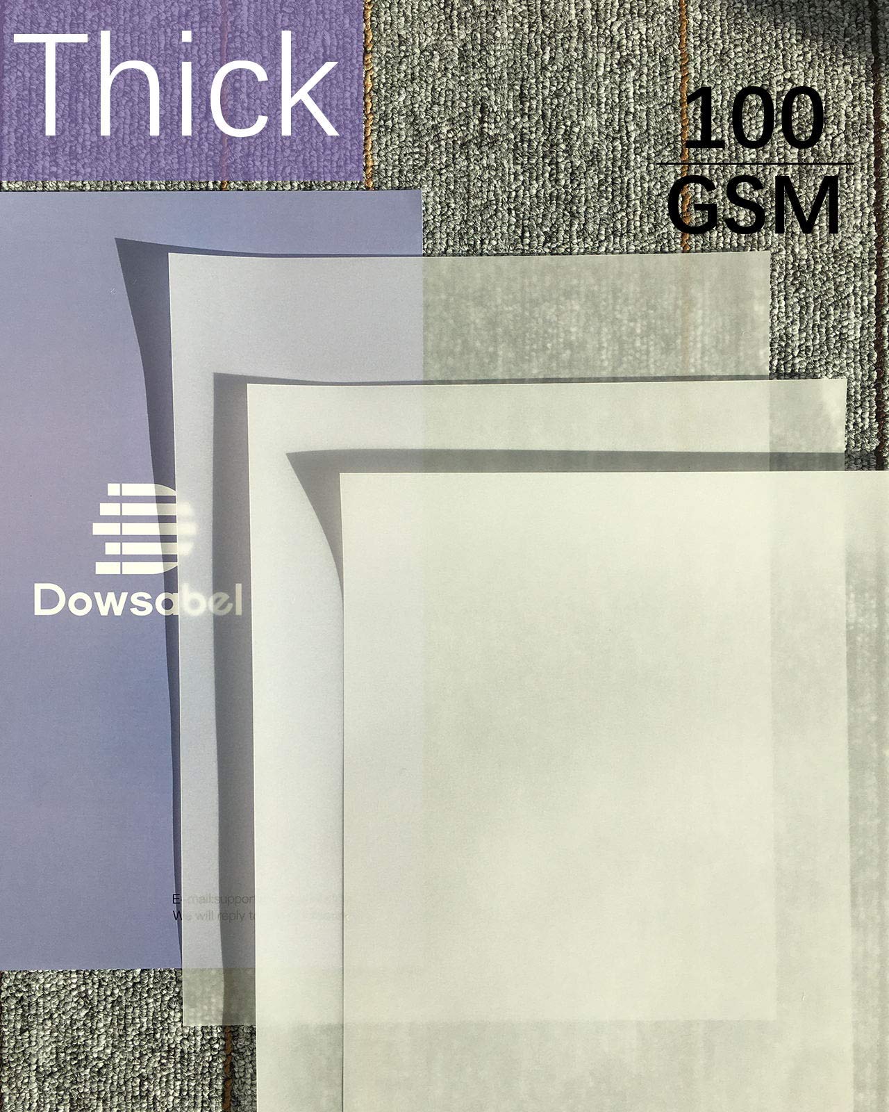 100 Sheets Translucent Vellum Paper, Dowsabel 68LBS 8.5 x 11 inches Printable Vellums for Card Overlays, Invitations Belly Bands, Envelope, Lantern,100 Sheets