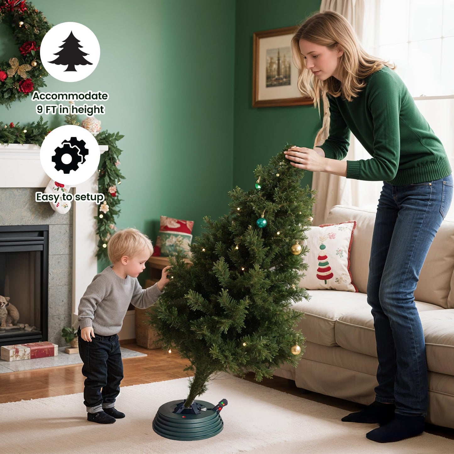 XXGFRM Christmas Tree Stand with Water Reservoir, Fast Clamp, Foot Pedal, Water Level Indicator, Fits up to 9FT