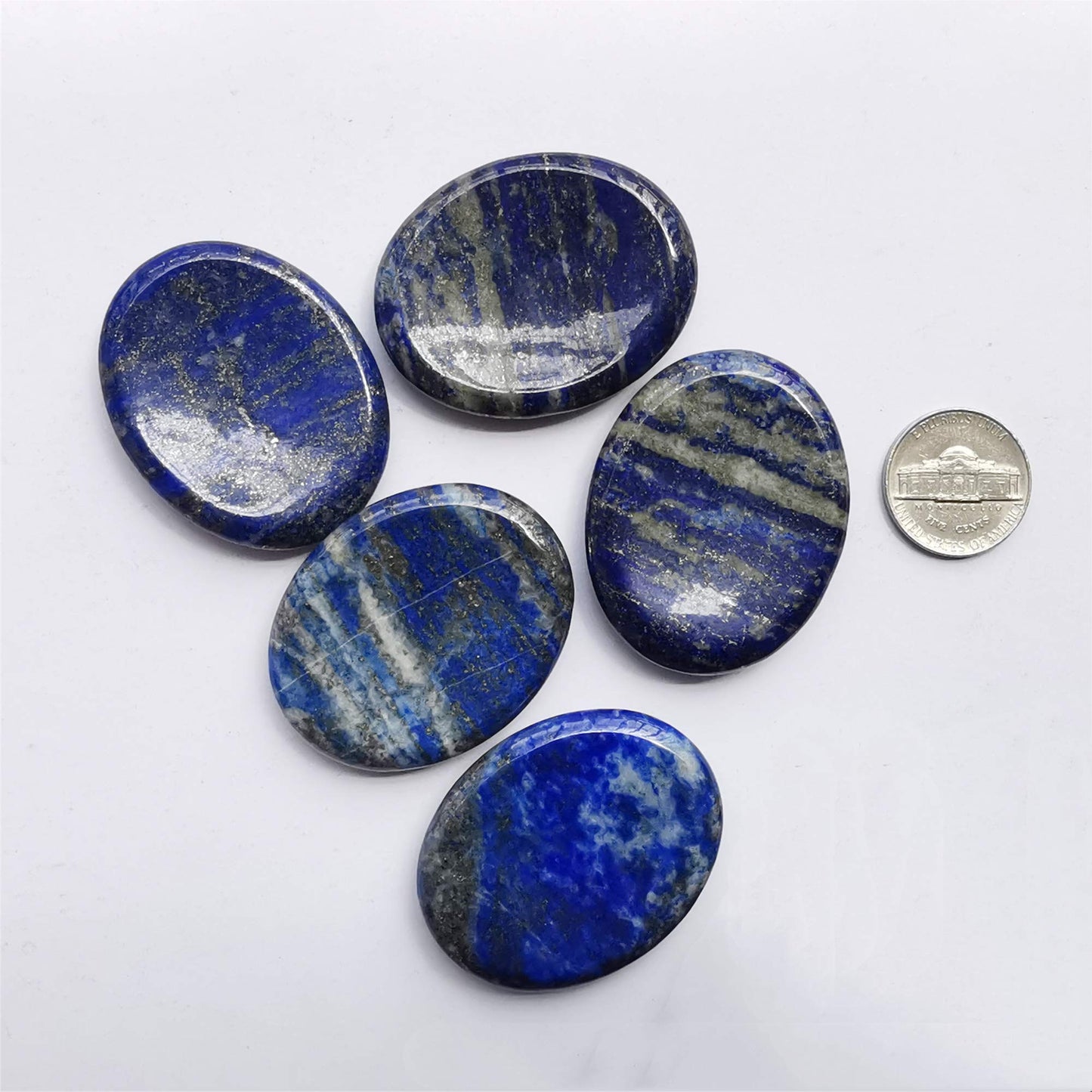 Bacatgem 1 Pcs Natural Lapis Lazuli Crystal Thumb Worry Stone,Stress Relax Healing Reiki Crystal Pocket Palm Stones