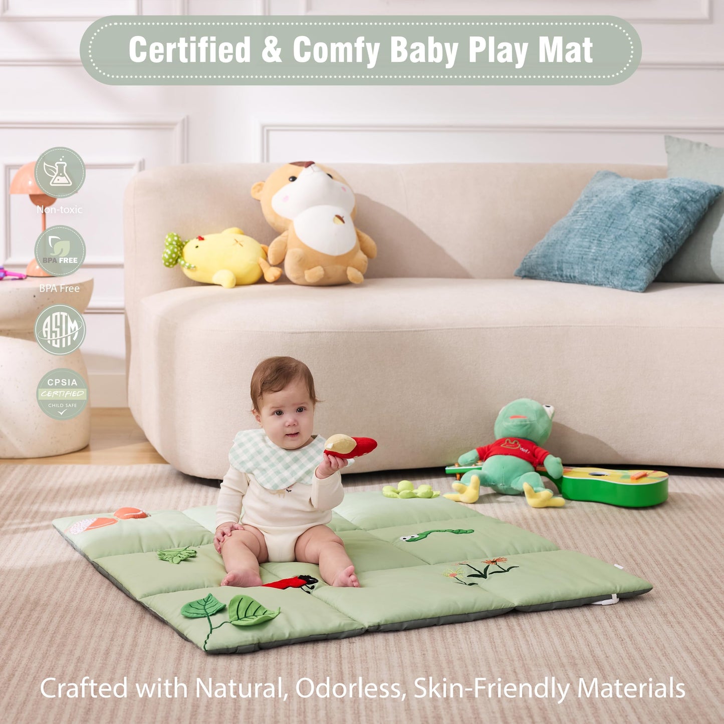 UTEX Premium 9-in-1 Tummy Time Mat, Baby Play Mat, Soft Sensory Mat for Infants, Newborn Essentials Gift