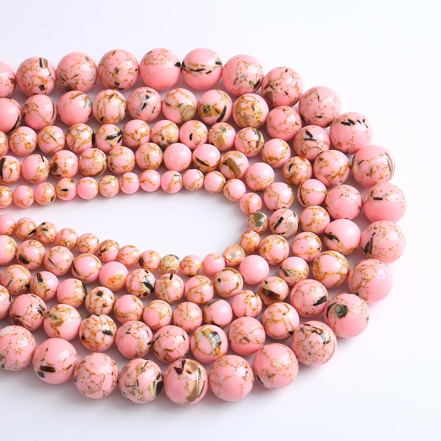 8MM 46PCS Pink Shell Turquoise Spacer Loose Beads for Jewelry Making DIY Bracelet Necklace