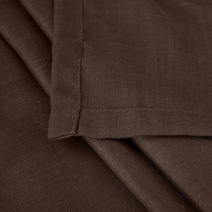 BGment Long Linen Curtains 102 Inch Length for Living Room, Brown Semi Sheer Window Drapes for Bedroom Farmhosue Decor with Rod Pocket Leightweight Rustic Textured, 2 Panels Set, Each 52 Inch Wide
