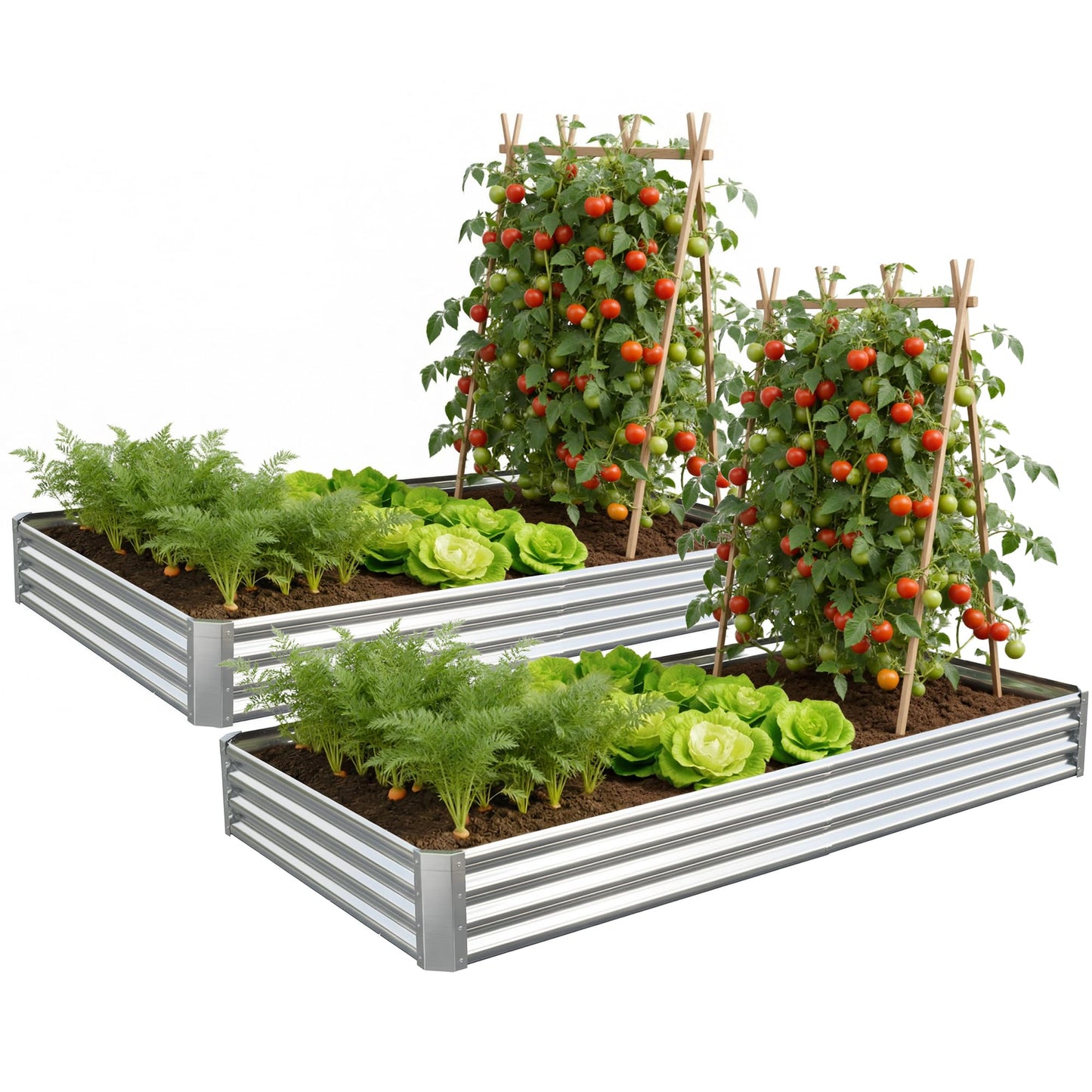 Anmiro Galvanized Raised Garden Bed,Outdoor Planter Box Metal Patio Kit Planting Bed for Vegetables Flowers Herb (Galvanized, 8x4x1ft-2p)