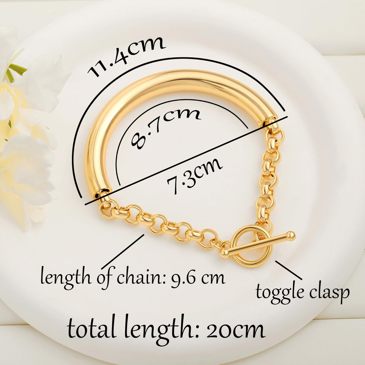 SOFYBJA Dainty 18K Gold Catheter Circles Double Mixed Link Bracelet for Women Personalized Bracelet Layered Jewelry