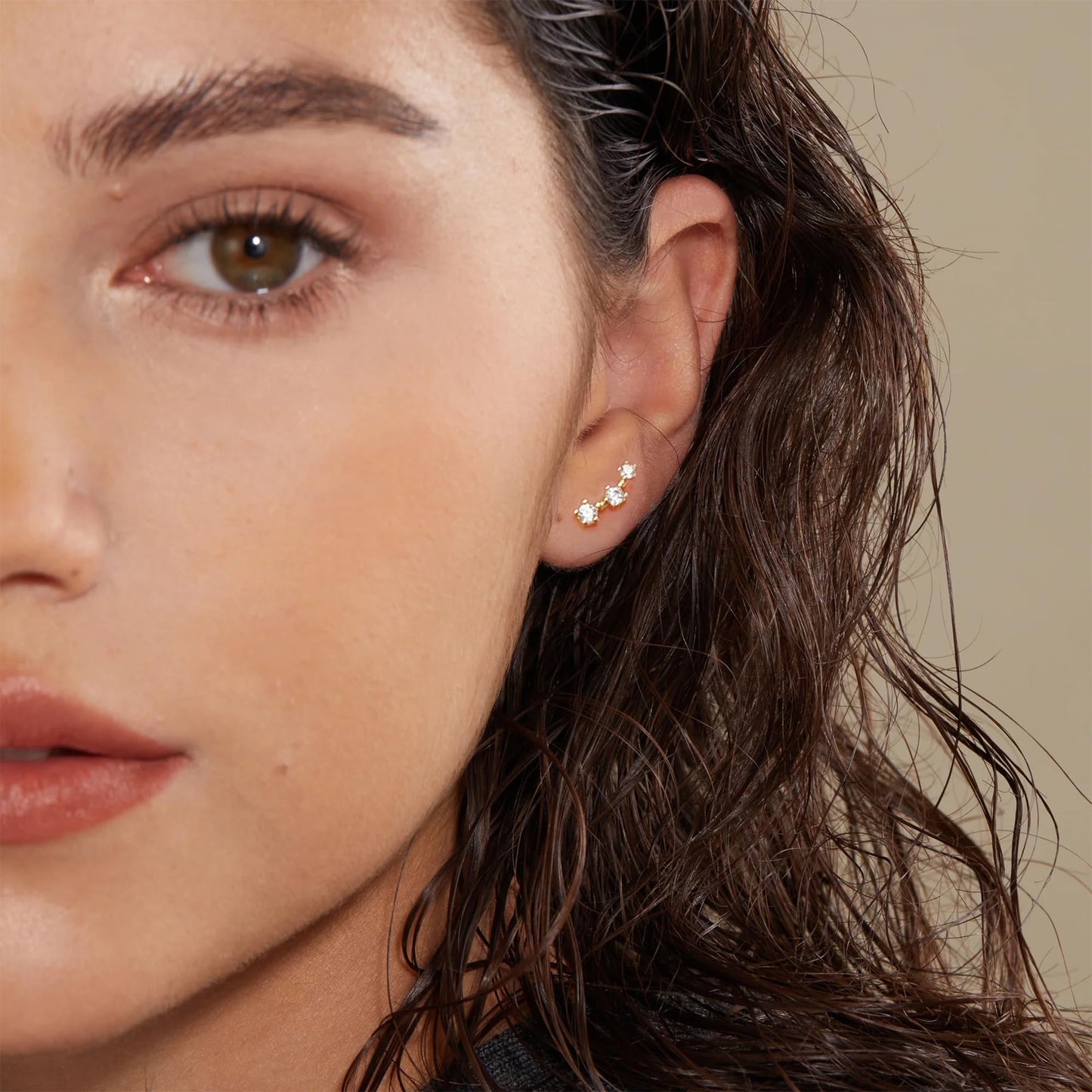Gold Stud Earrings for Women, 6 Pairs 14K Hypoallergenic Cartilage Earrings for Multiple Piercing, Dainty Small Stackable Gold Hoop Earrings Set