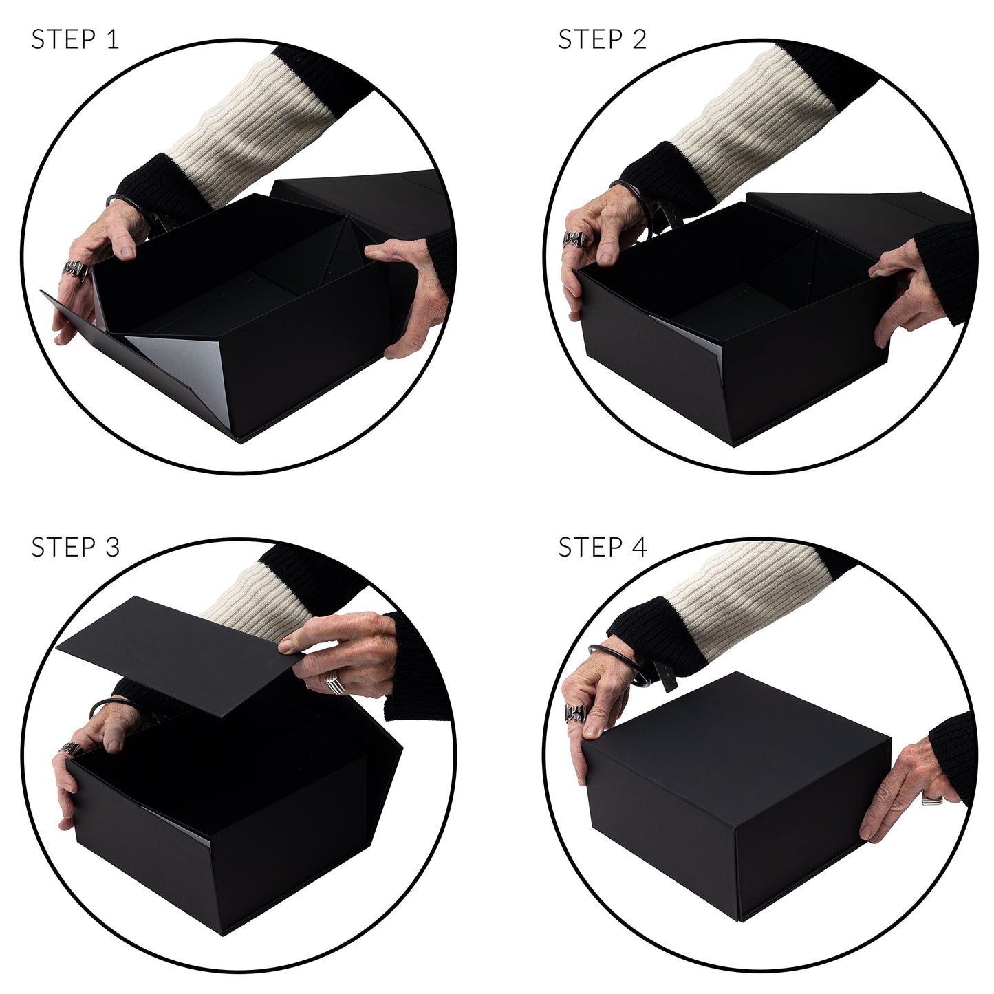 Prime Line Packaging Gift Boxes with Lids, Small Black Magnetic Gift Boxes for Presents, Small Business, Birthdays, Weddings, Graduation, Retail Storage, Bulk, 8x8x4, 15 Pack