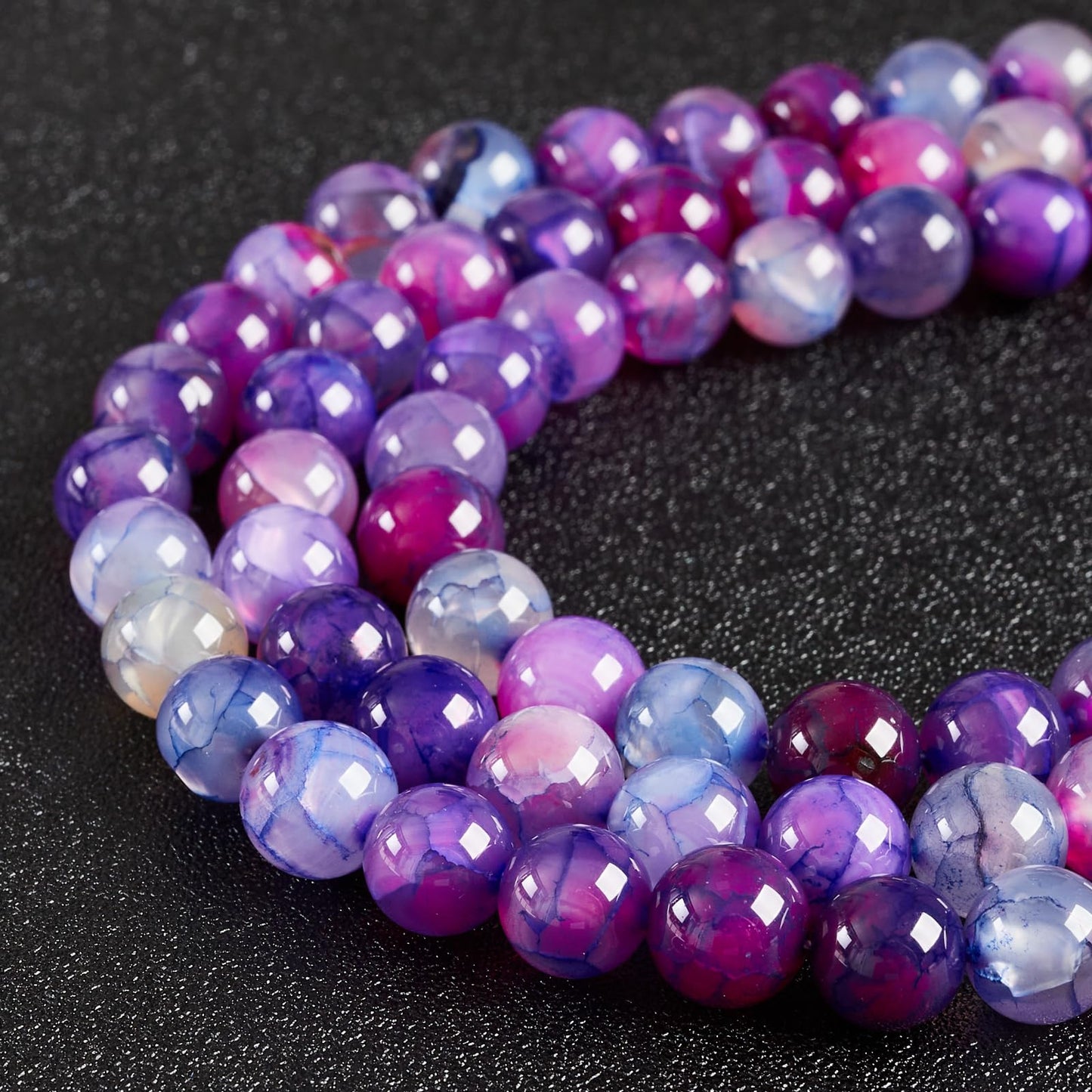 100pcs 8mm Purple Dragon Vein Agate Beads Natural Gemstone Beads Round Loose Beads for Jewelry Making