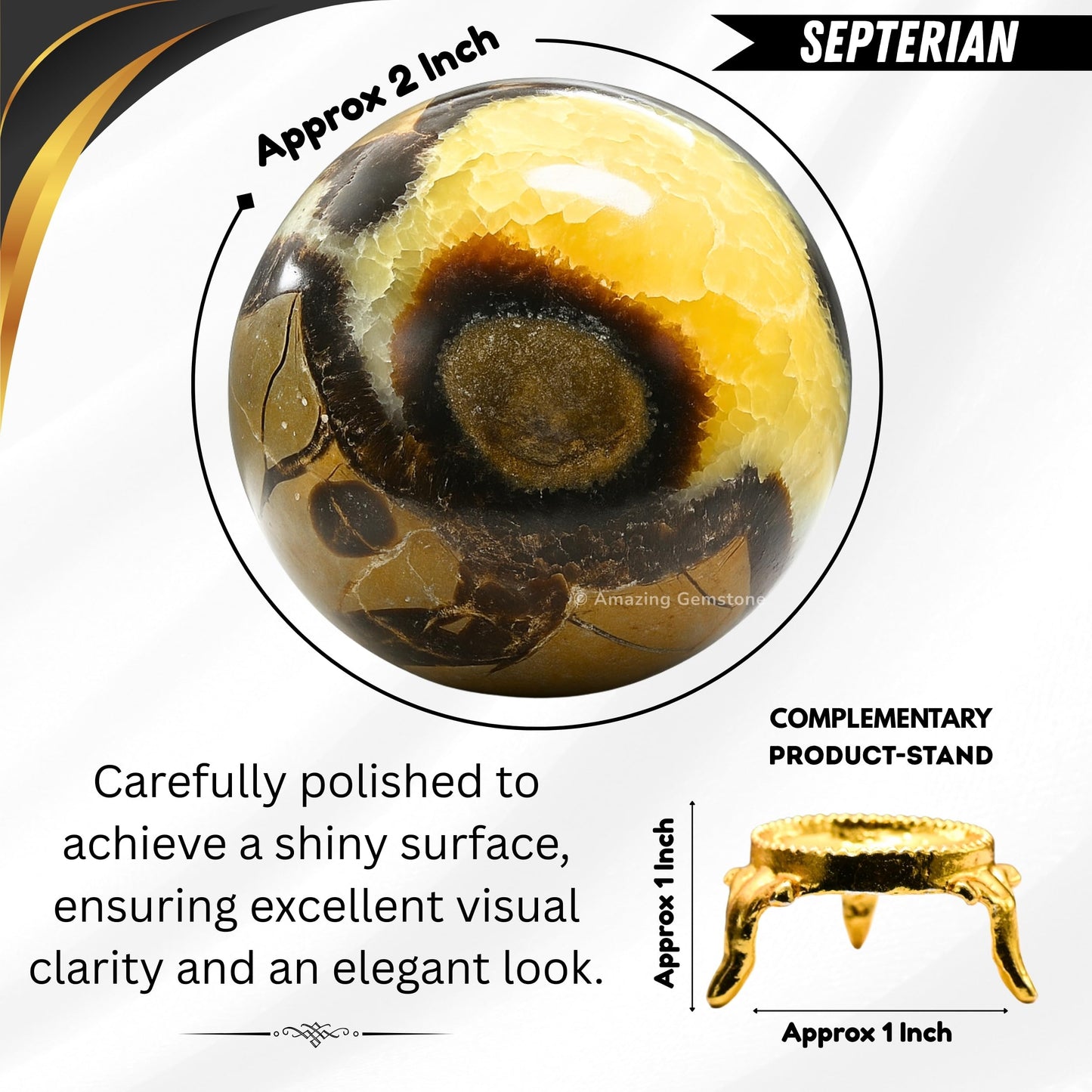 Amazing Gemstone Septarian Crystal Ball with Stand - 2 Inches Crystal Sphere Meditation Balls for Witchcraft and Decorative Balls
