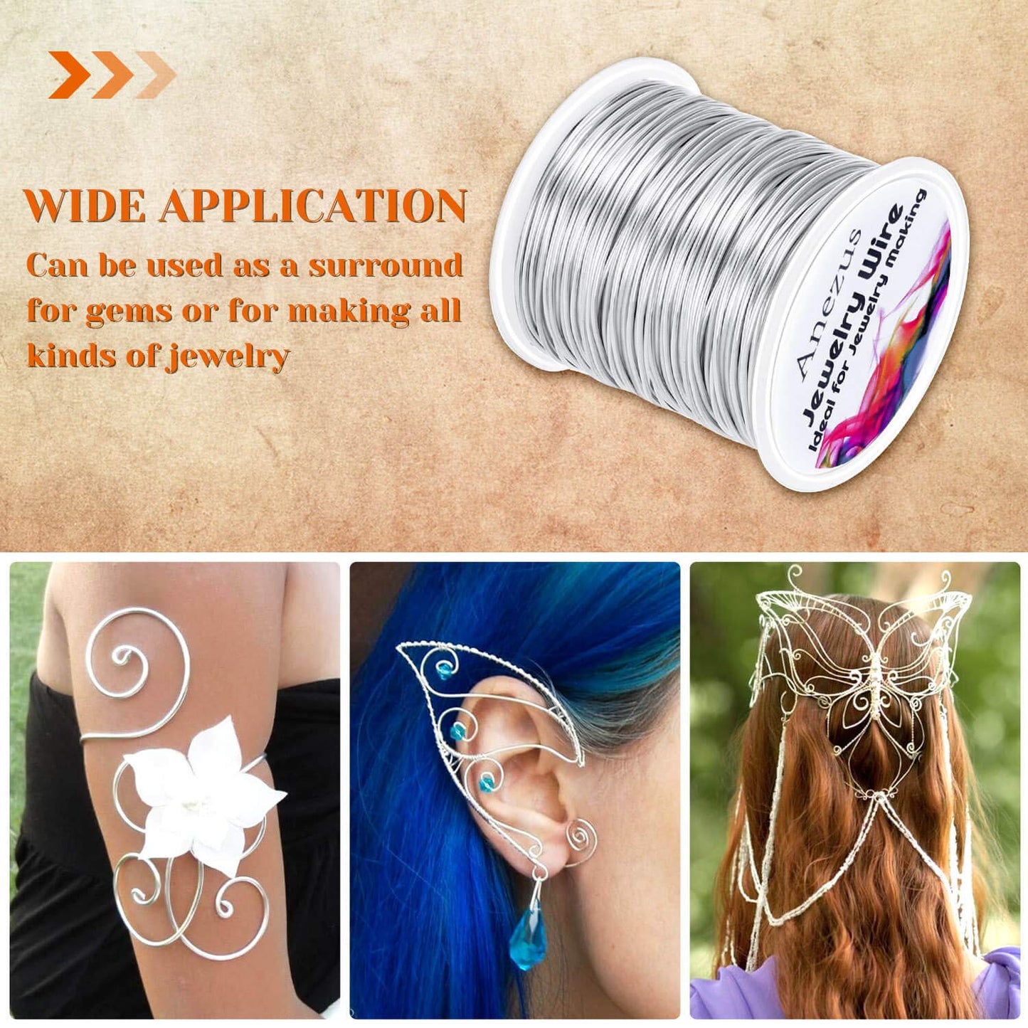 anezus 20 Gauge Jewelry Wire, 28 Yards Craft Wire Tarnish Resistant Copper Beading Wire for Jewelry Making Supplies and Crafting(Silver)