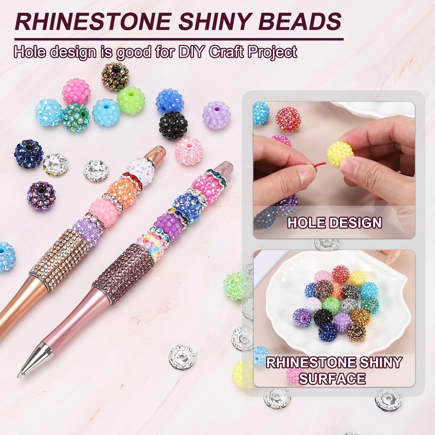 PATIKIL 20mm Resin Rhinestone Beads for Beadable Pen, 20 Pack Ball Disco Sparkly Chunk Round Bubblegum Beads for Beadable Keychain Jewelry Making DIY Craft, Light Green AB