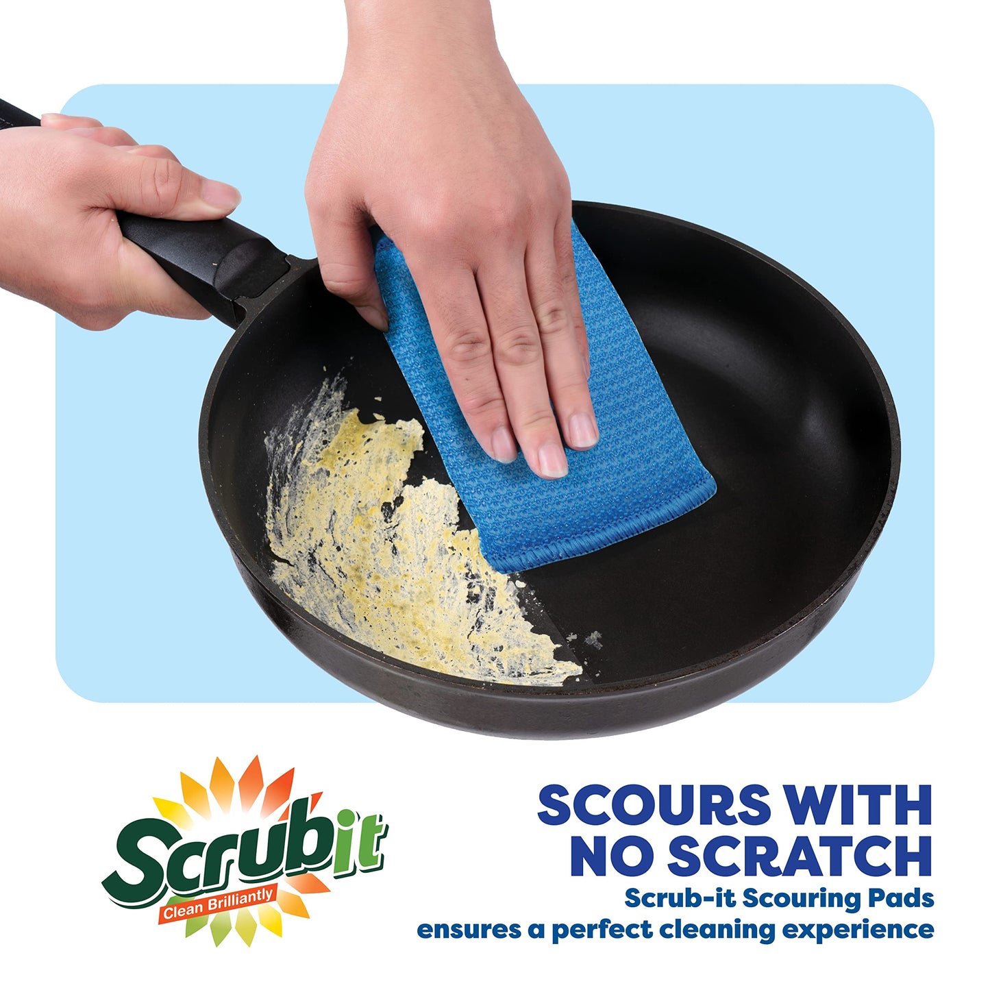SCRUBIT Multi-Purpose Scouring Pad - Non-Scratch Cleaning Sponges for Pots, Pans, Dishes, Utensils & Non-Stick Cookware - Scrubbing Pads Use for Kitchen, Bathroom - 6 Pack Dish Sponge (Green)