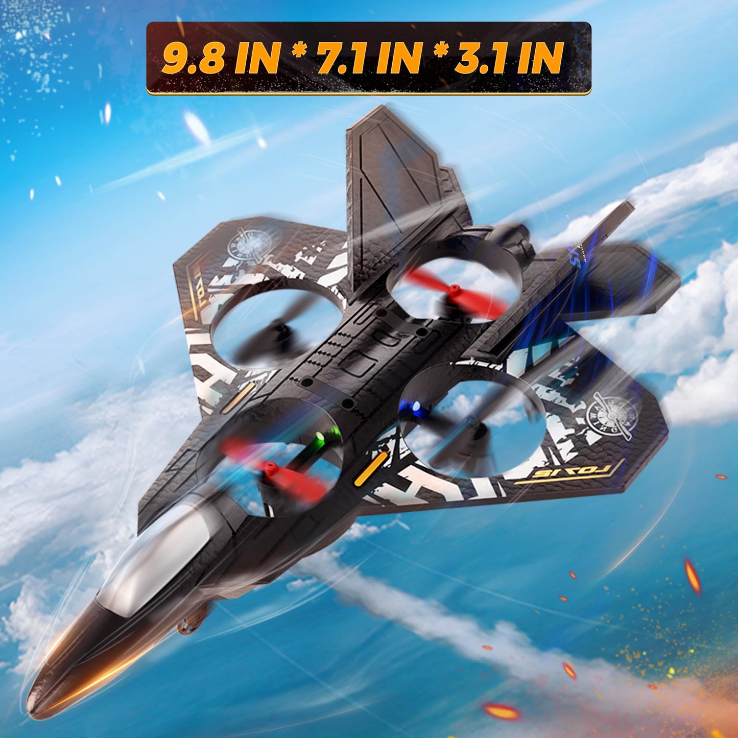BEZGAR Drones for Kids | 2.4GHZ RC Plane, Remote Control Airplane, RC Helicopter, 360° Flip Fighter Jet Toy with Colorful LED Navigation Light Blue