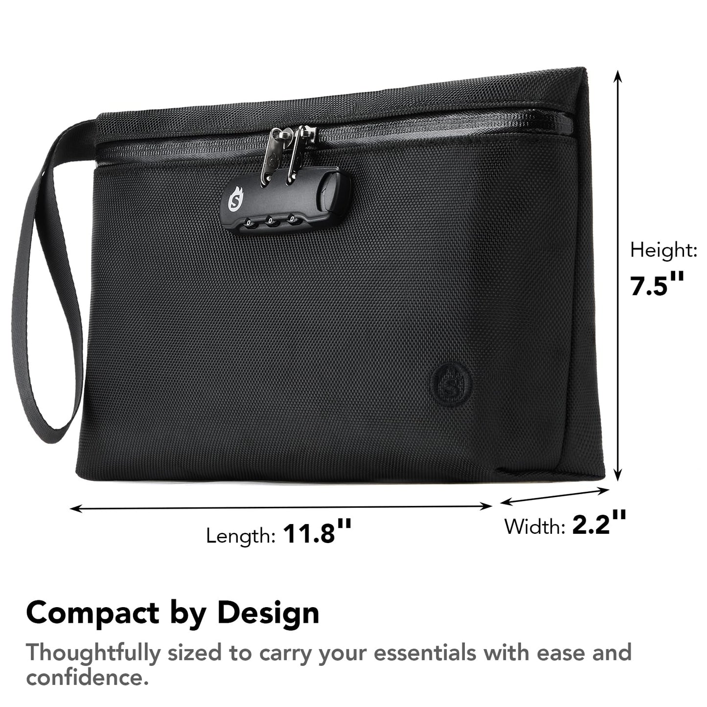 Smell Proof Bag with Combination Lock, Container Box Odor Proof Safe Travel Storage Case Odorless Organizer Gift for Friend, Black