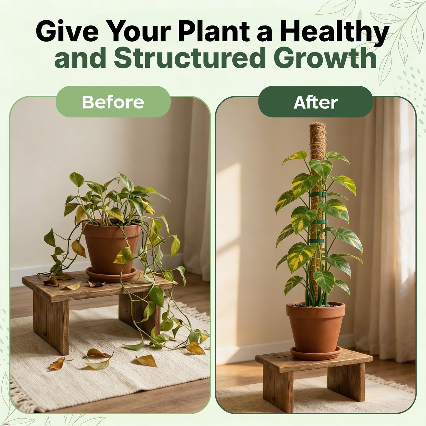 4 Pack 16" Moss Pole Monstera Plant Support - Stackable up to 48" - Plant Stakes for Indoor Climbing Plants Potted - Tall Coco Coir Pole Sticks & Accessories for Monstera, Pothos & Philodendron