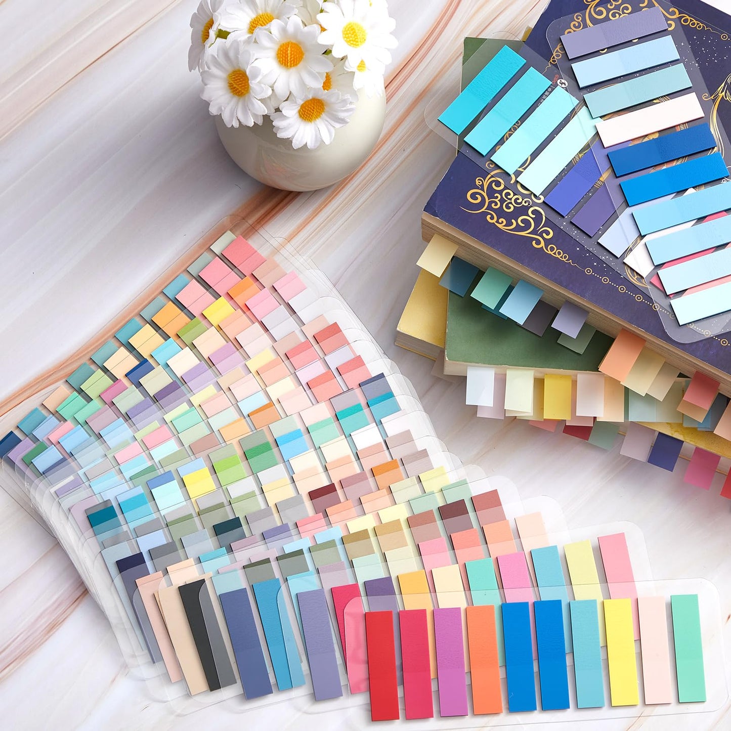 ReliThick 4400 Pcs Writable Sticky Tabs, 22 Colors Book Notes for Annotating Books, Self-Adhesive Index Tabs for Bible, Planner, Notebook, School & Office Supplies