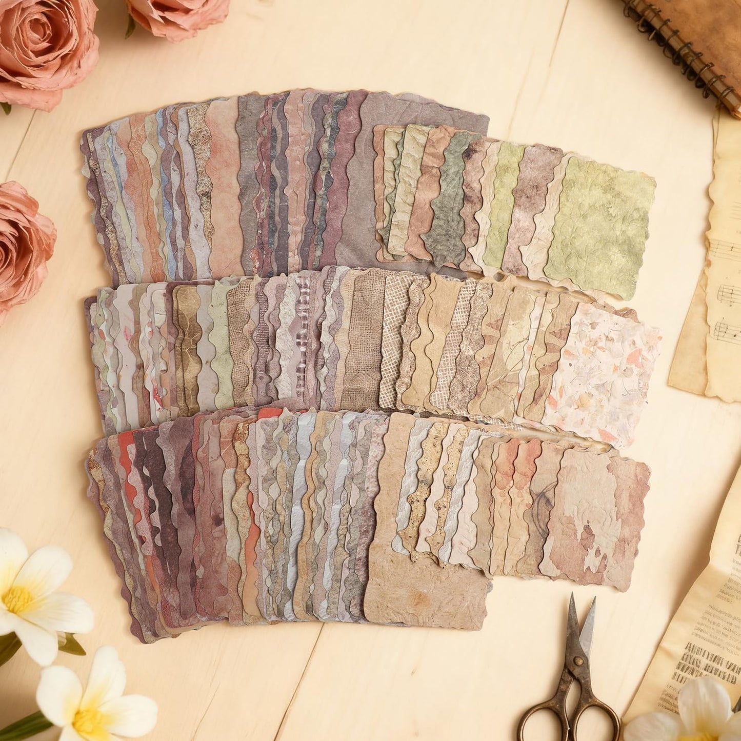168 Pcs Textured Scrapbook Paper Assorted Set, 6 Pack Embossed Scrapbook Supplies Kit Mixed Special Printed Rice Paper for Scrapbooking Planner Bullet Junk Journal Decoupage Supply Mixed Media Collage