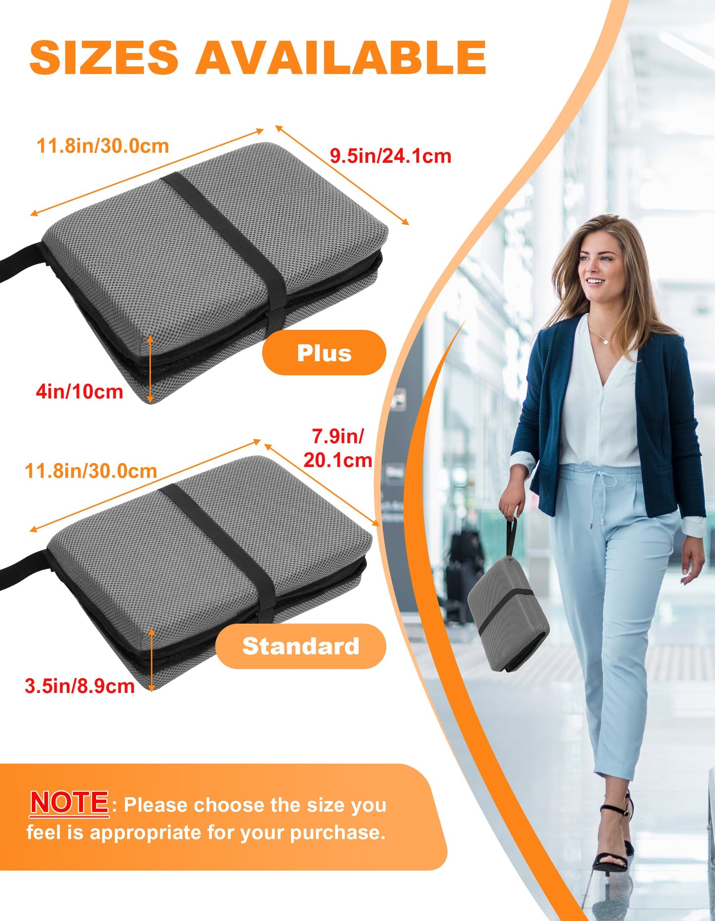 FASTMOMENT Airplane Seat Cushion Portable Travel Cushion for Comfort Foldable Stadium Pad with Breathable Fabric Seat Pad Perfect for Long Flights, Office, Camping, Bleacher (Standard Size - 15.7'')
