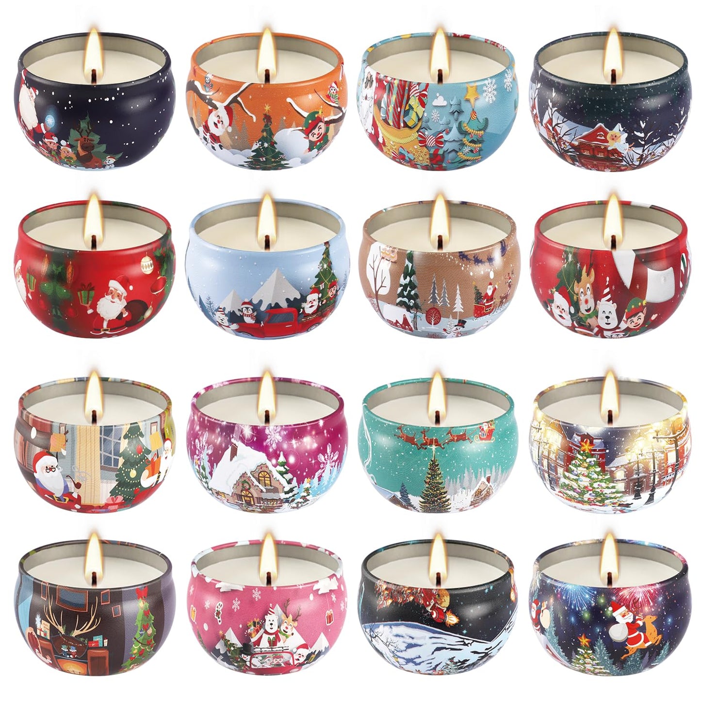 16Pack Christmas Scented Candles Gift- Aromatherapy Candle-Soy Wax-Long Lasting Burn time, Christmas Thanksgiving Gifts for Women，Home Decor